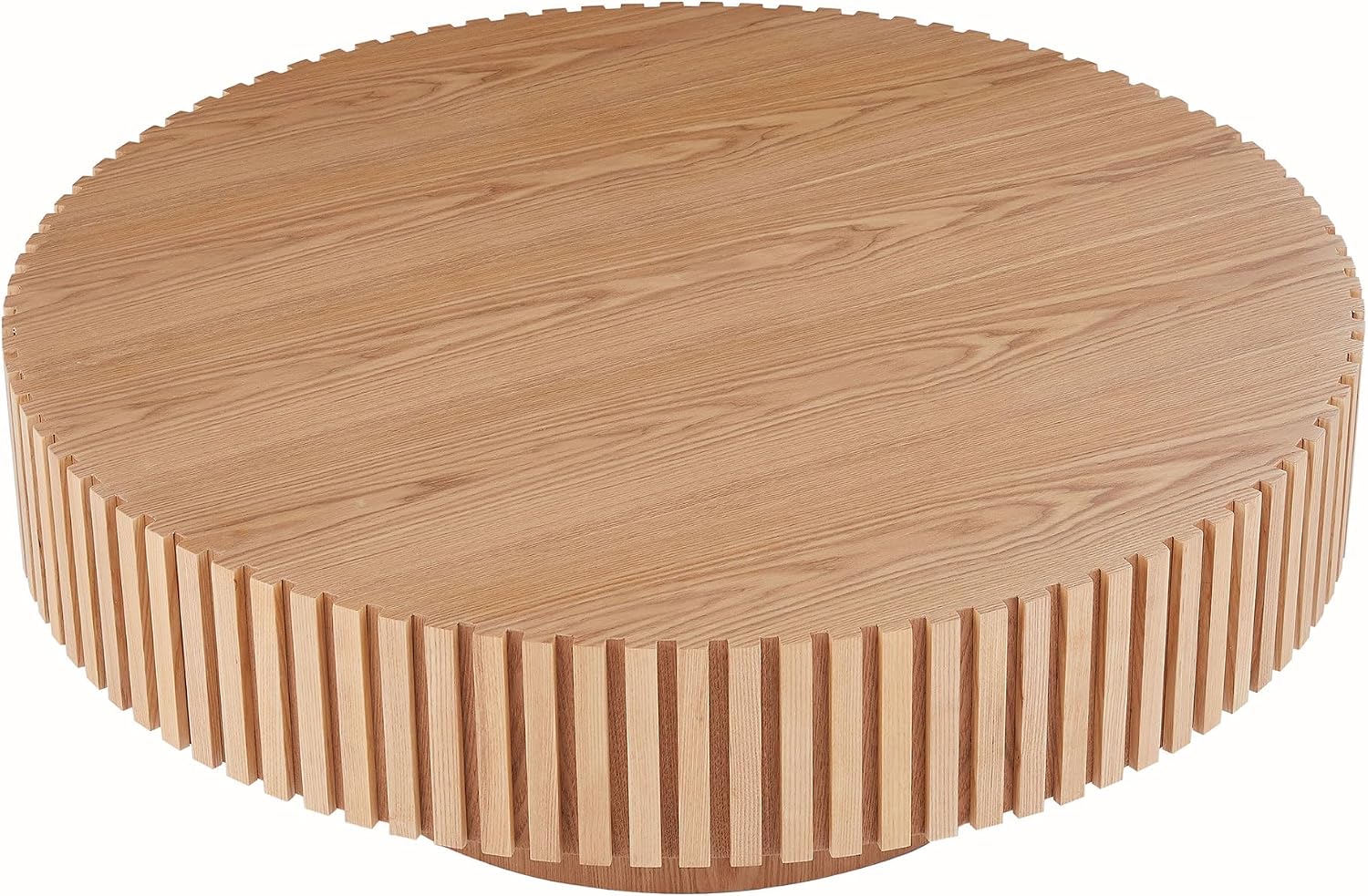 31.5' Round Coffee Table for Living Room, Modern Wooden Coffee Table Circle Center Table with Solid Wood Veneered, Easy Assembly, Oak