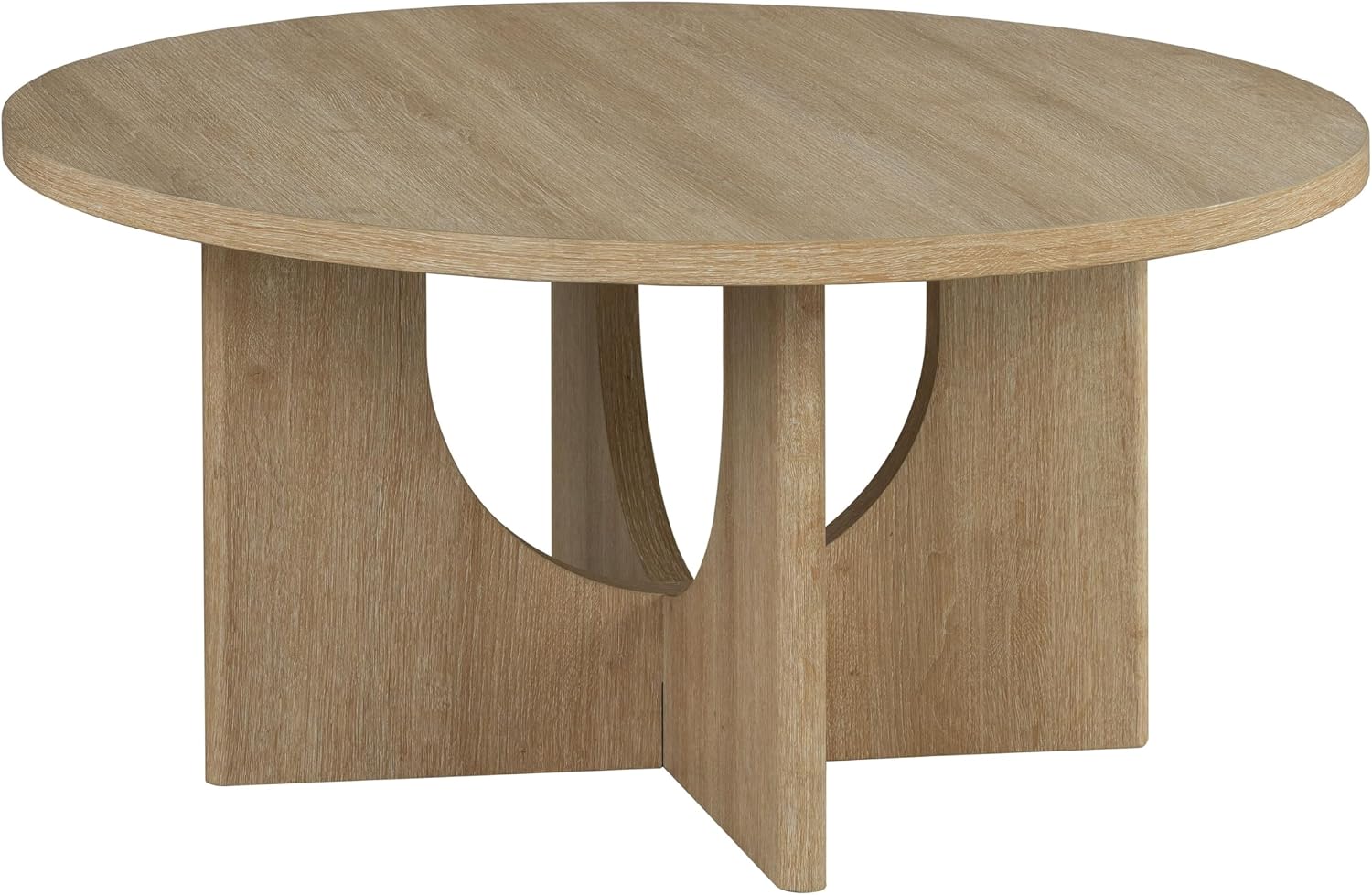 Furniture of America Aveline Modern 3 Piece Round Coffee Table Set with Cutout Trestle Base, Living Room Set for Small Space, Home Office, Bedroom, Natural