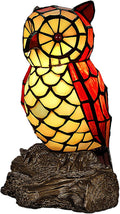 Tiffany Style Nightstand Lamp Mini Decoration Table Lamp Owl Red Stained Glass Shade Reading Lamp Bedroom Bedside Kids Room Decoration Lamp