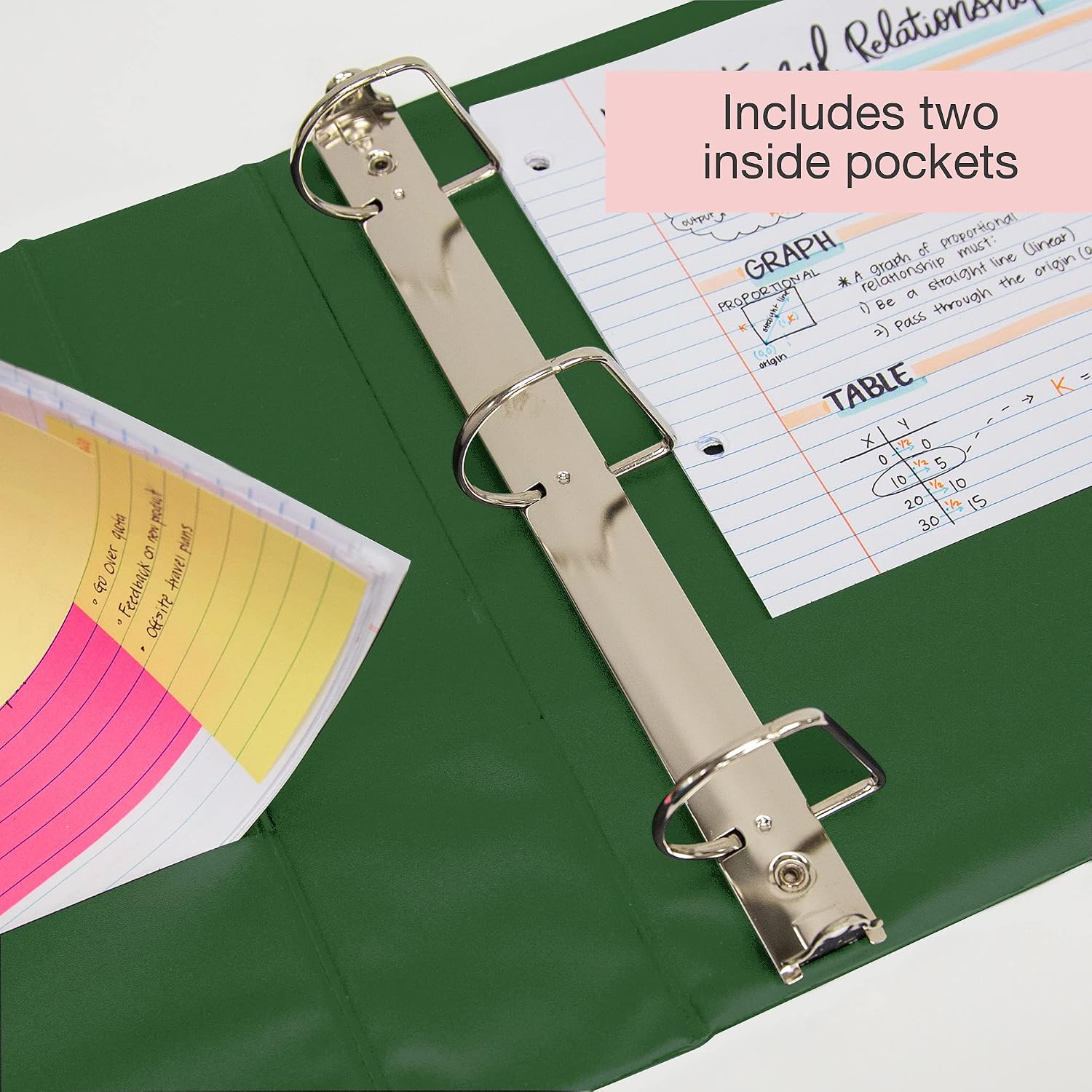 BAZIC Products 3 Ring Binder 3' View Binders Slant D Ring Organizer - Green, Hold 600 Sheets Paper, for School Office Home, 12-Count