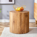 Rustic Brown Small Coffee Table Modern Drum-Shape Bedside Table Nightstand for Bedroom Living Room Round Wood Side End Table Beside Sofa Couch -Fully Assembled(15.7 x 15.7 x 15.7 H)