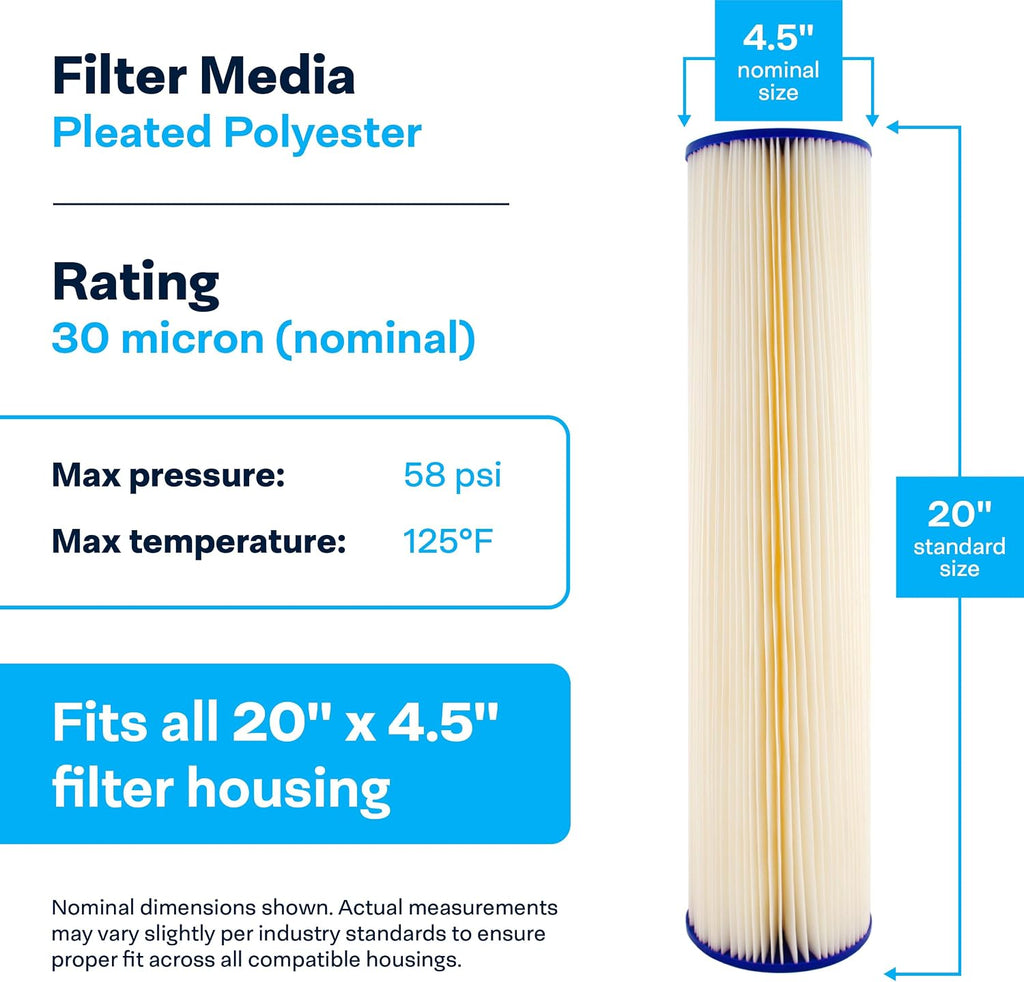 SpiroPure 20x4.5 30 Micron Sediment Water Filter SPC-45-2030 R30-20BB 6Pack