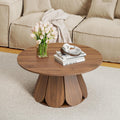 31.5' Round Coffee Table, Modern Farmhouse Wood Coffee Table with Pedestal Base, Small Space Circle Center Table for Living Room, Apartment, Walnut