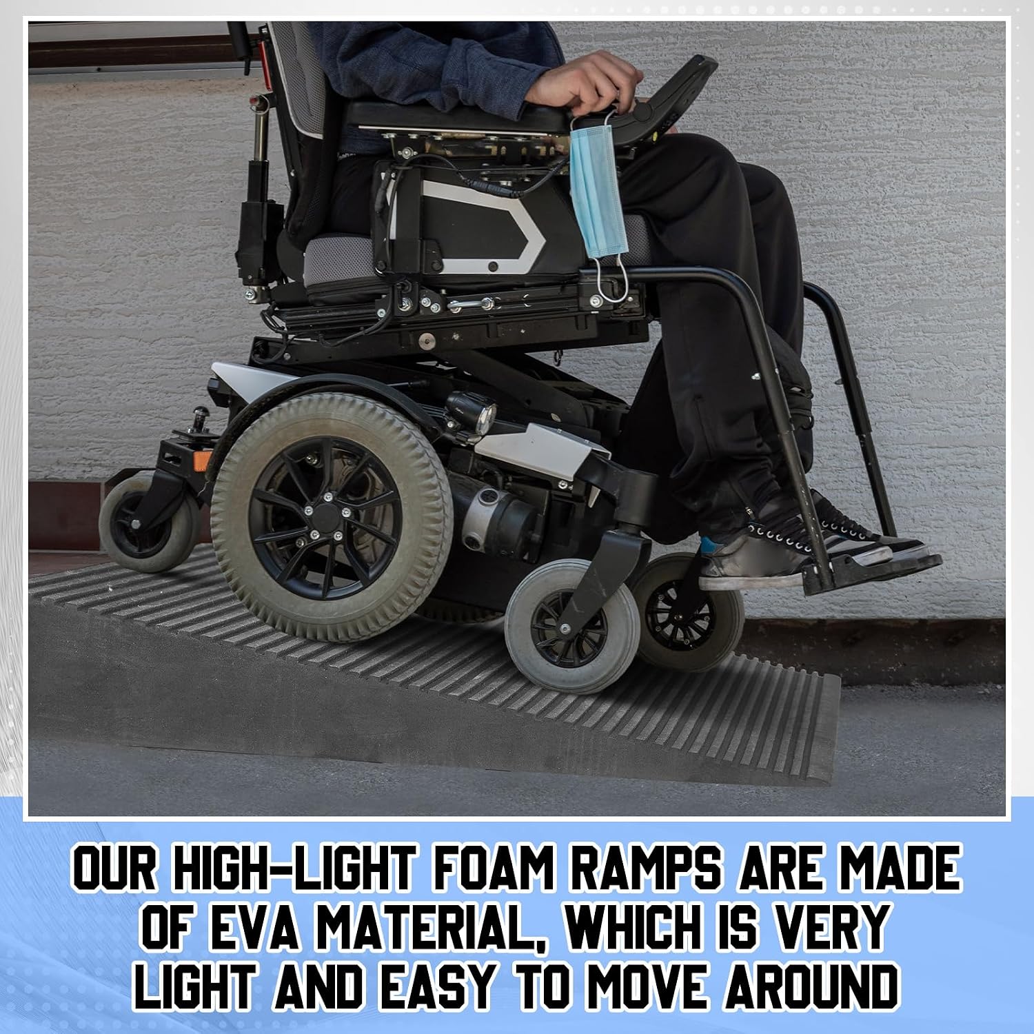 4' Rise Lightweight EVA Threshold Ramp for Wheelchairs, Walking, Scooter, 36' L x 24' W Driveway Curb Handicap Ramp with Non-Slip Surface for Doorways Home Bathroom, 800 lb Load Capacity