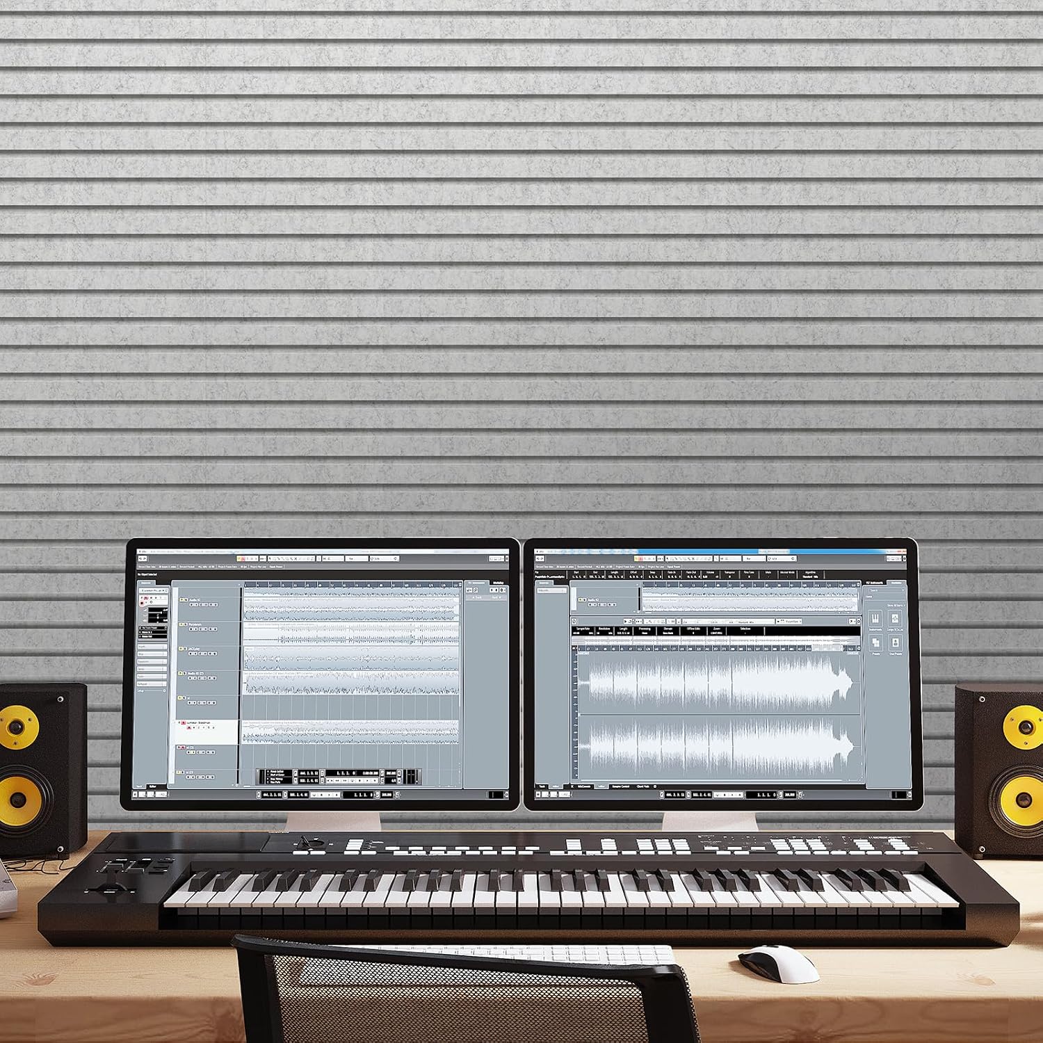 TONOR Dual-Layer Thickened Acoustic Wall Panels Self Adhesive, 8 pack 47.2'x23.6'x0.72' High Density Large Sound Proof Panels for Walls, Peel and Stick Wall Panels for Interior Wall Décor, Grey