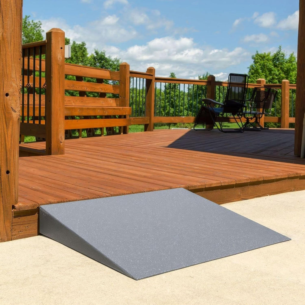 5' Doorway Threshold Ramp for Wheelchair, 800 lb Cap, High-Density Composite, Silver Spring