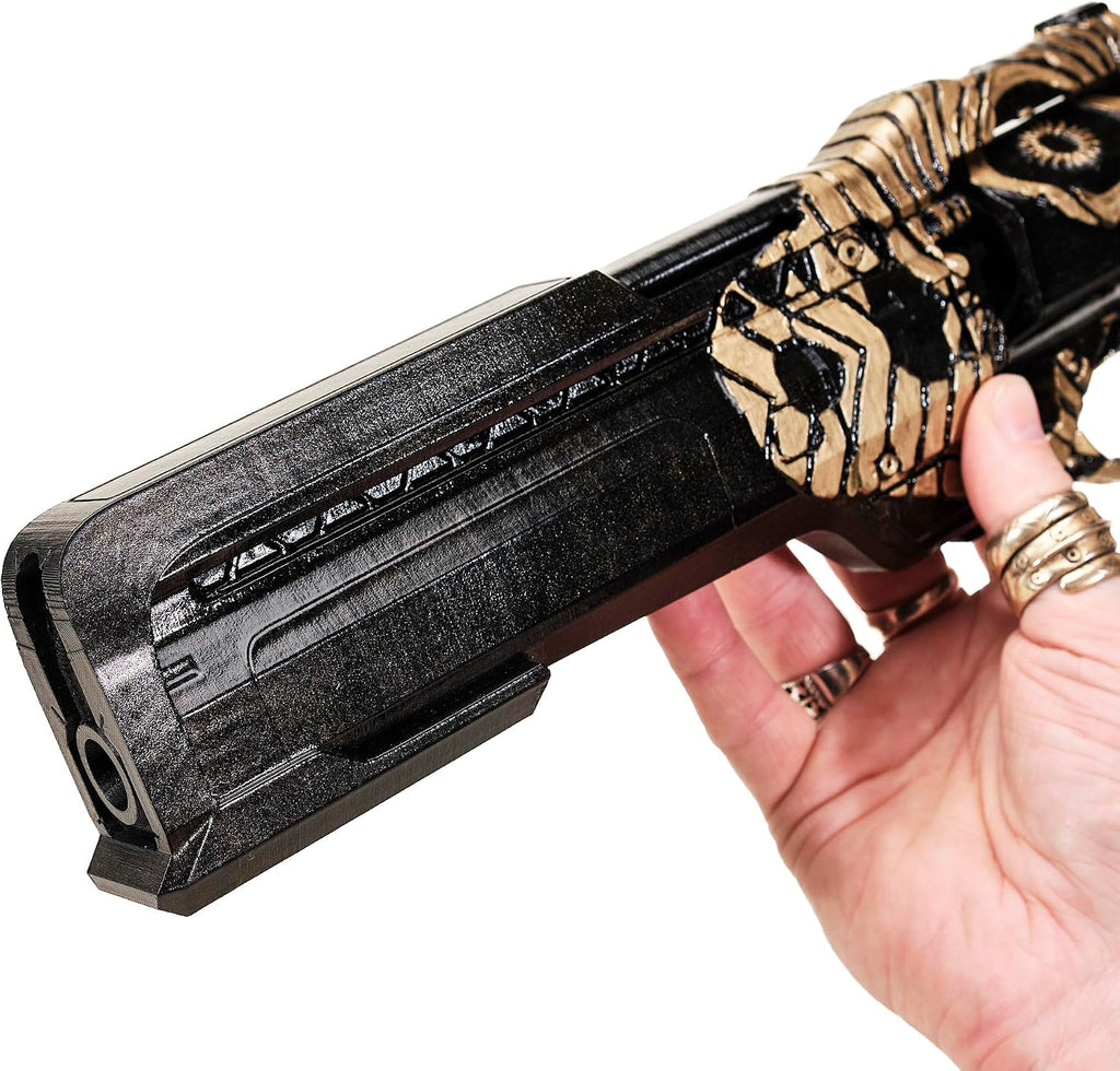 Ace of Spades – All In Ornament (Golden Edition) – Handmade D2 Prop Replica – Static Trigger, Collector Display Hand Cannon (Ace of Spades + Standard Stand)