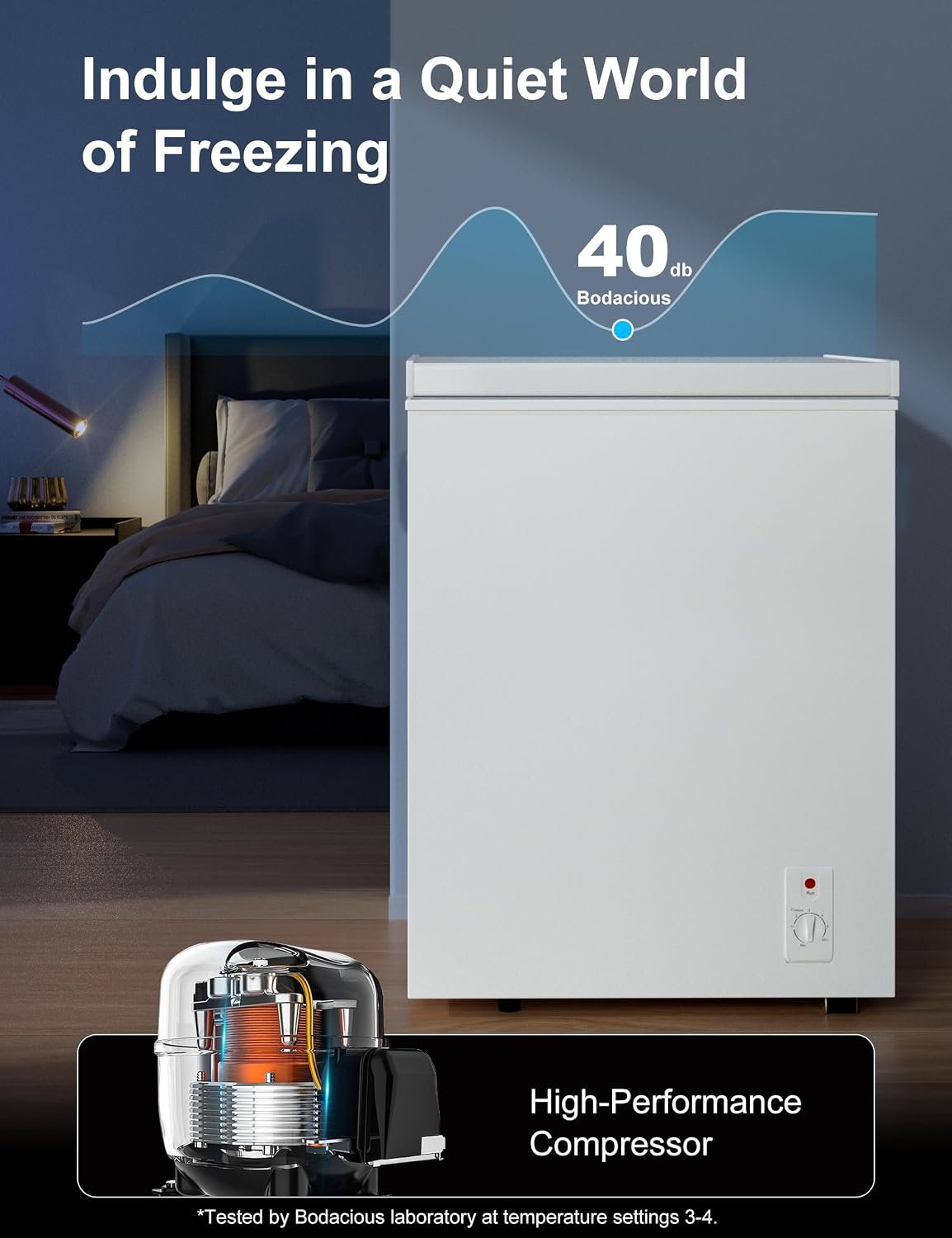 5.0 Cu.Ft Chest Deep Freezer with 2 Removable Baskets - Energy Efficient Ultra-Quiet and 6 Temp Manual Defrost - Free Standing Top Open Door for Home Garage Basement - White