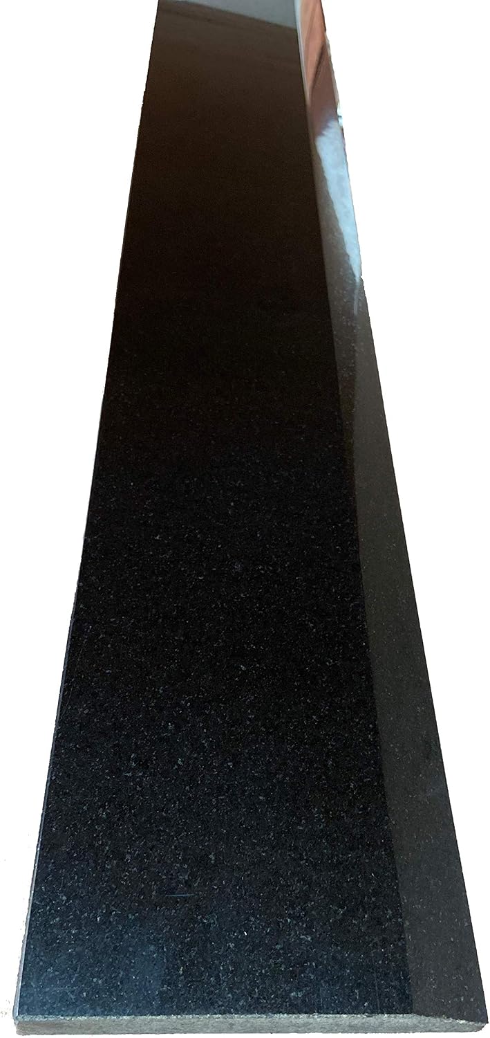 Tenedos Single Hollywood One High Beveled Absolute Black Marble Doorway Granite Floor Threshold Tile (Marble Saddle) Polished, Maintenance Free, Stain Resistant - (4' x 36')