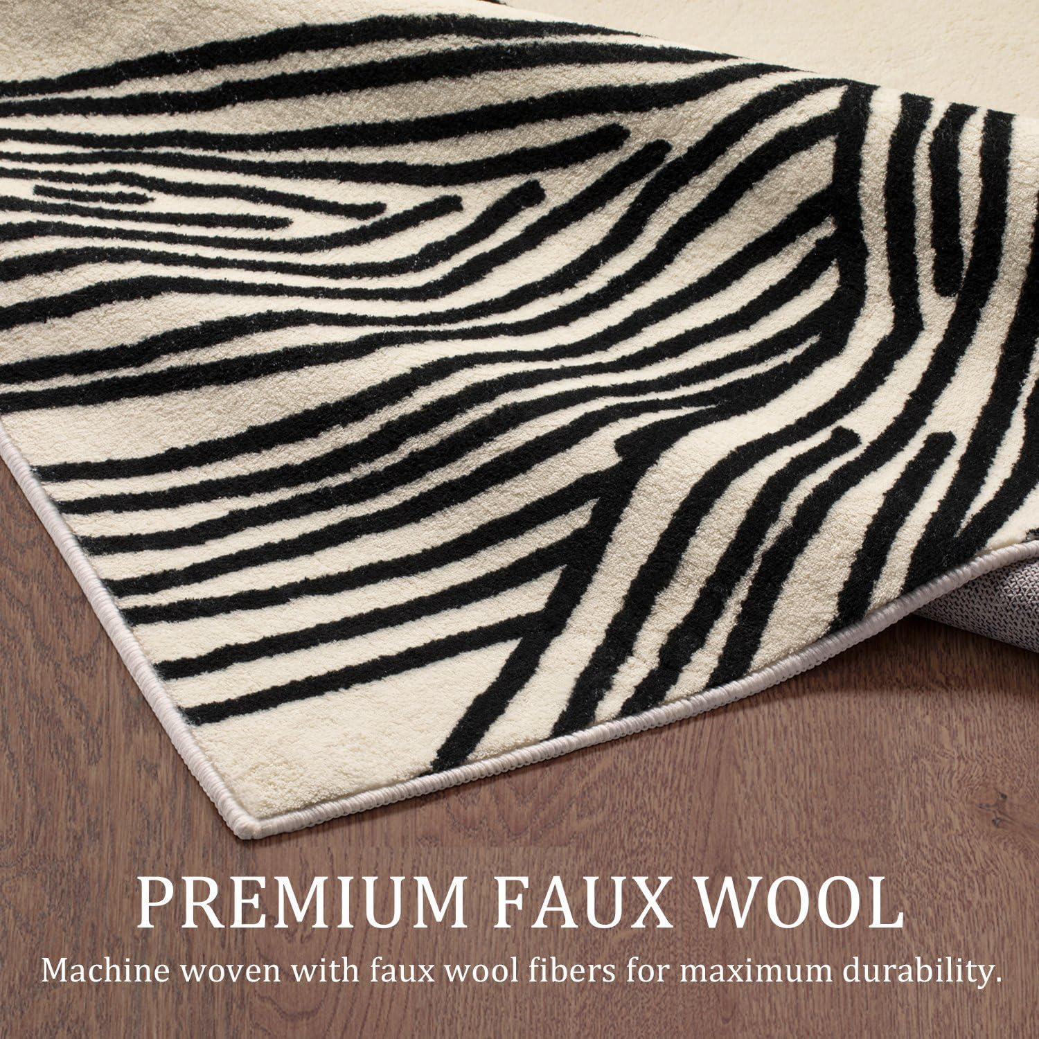 YIHOUSE 10×14 Ft Area Rugs Non-Shedding Washable Zebra Rug, Bedroom Living Room Dining Room Office Nursery Playroom Soft Nonslip Modern Rugs Faux Wool Carpet Indoor/Outdoor Rugs-Black and White Rug