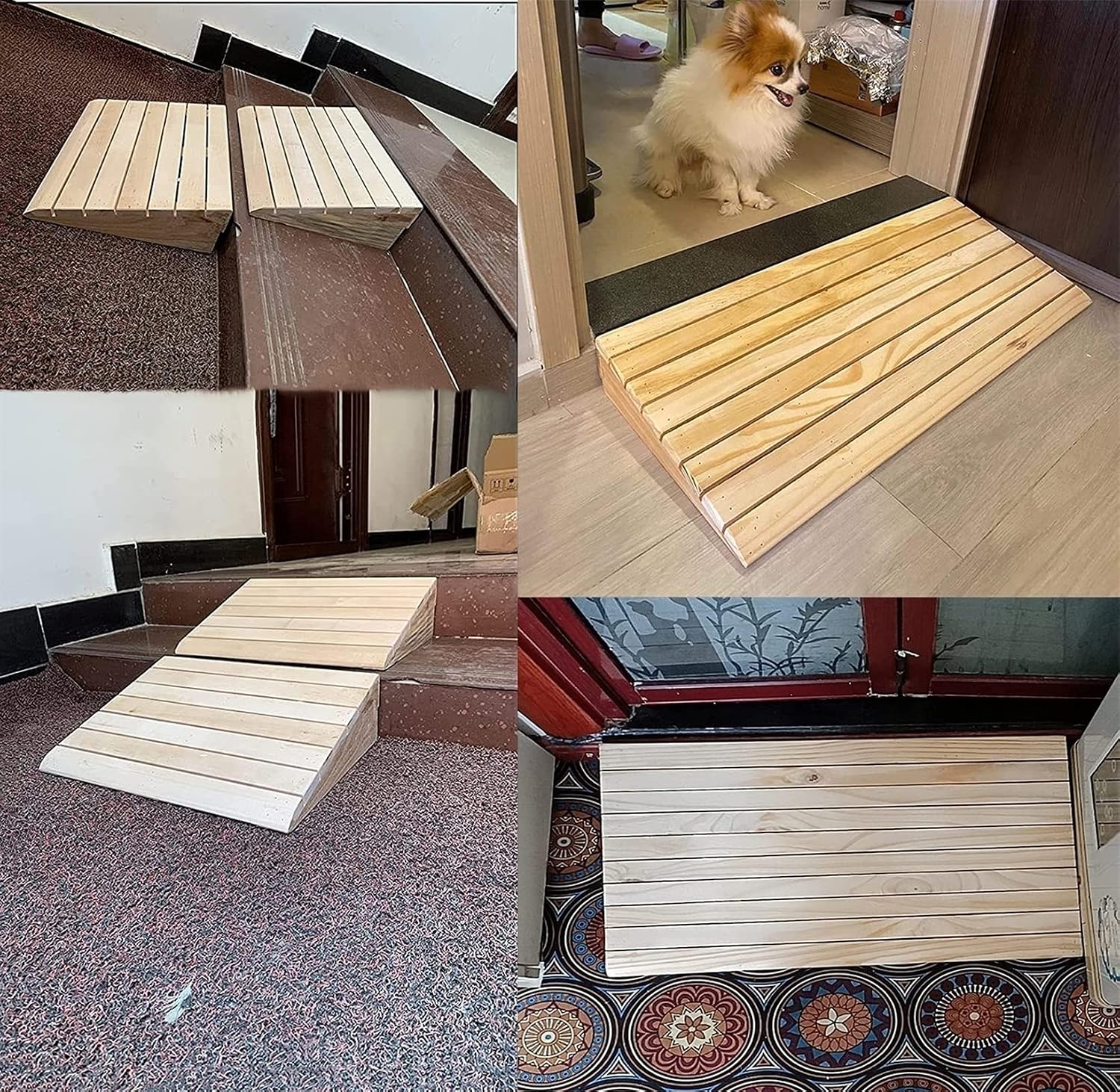 Entry Ramps for Wheelchairs for Home - 6inch Rise, Portable Anti-Skid Wood Threshold Ramps for Doorways 3/4/5/7 Inch Rise, Transition Ramp for Cars/Motorcycle/Disabled Chair (Size : 30.8×30×9cm)