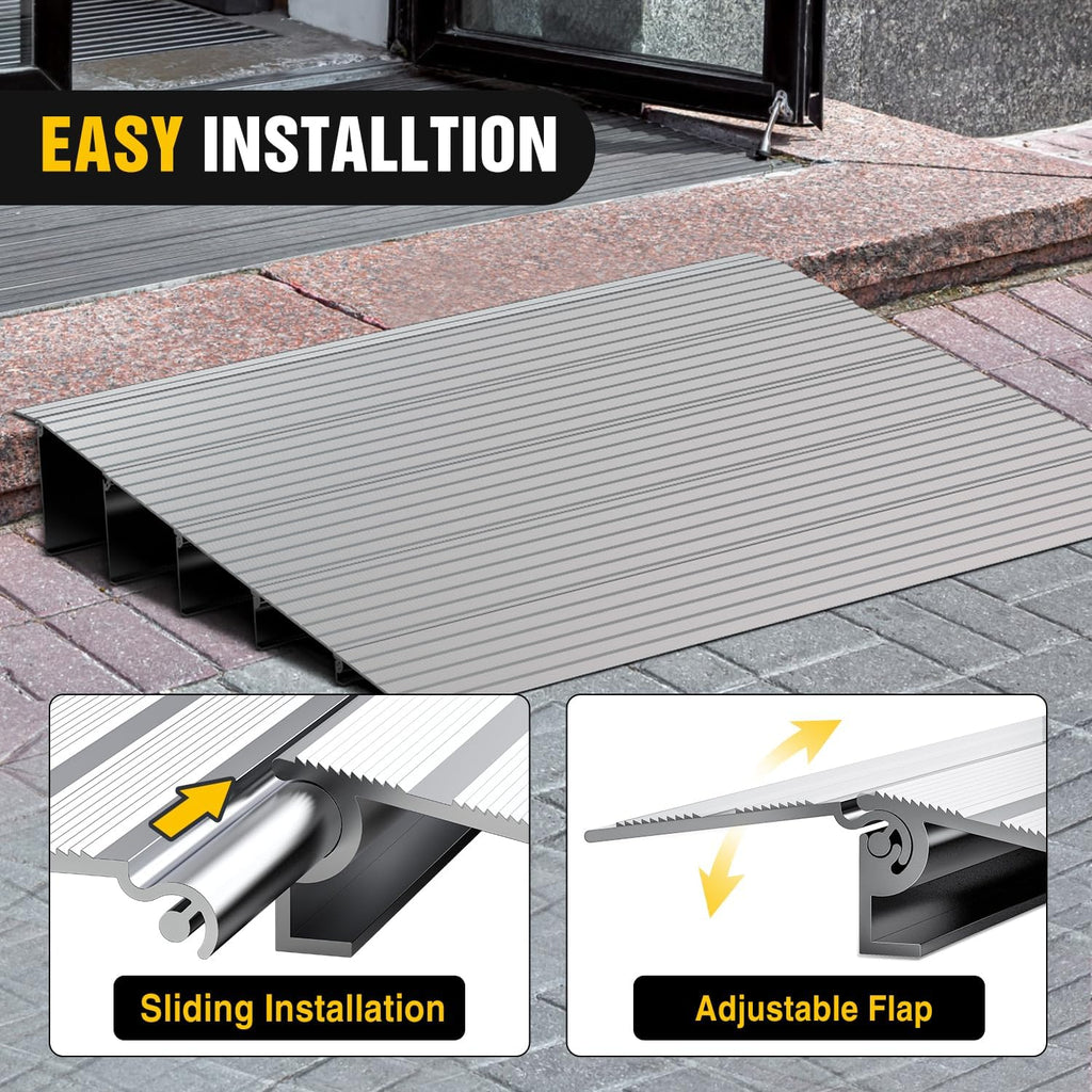 Nilight Door Threshold Ramp, 5' Rise Portable Aluminum Wheelchair Door Entry Ramps for Sheds Doorways Home Steps