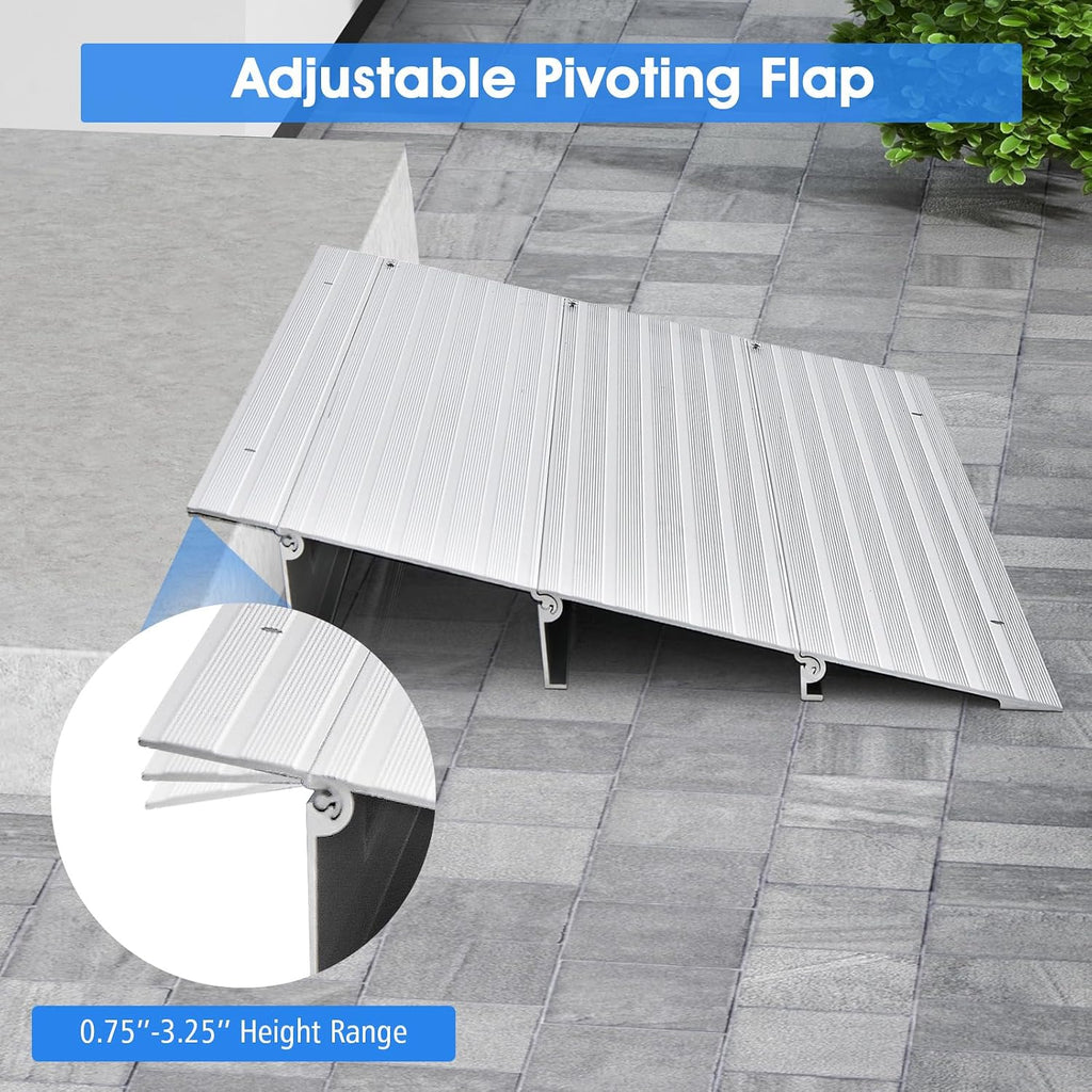 Door Threshold Ramp, 3' Rise Threshold Ramps for Doorways with Non-Slip Surface, Adjustable Aluminum Door Entry Ramps for Wheelchairs, Scooters, Power Chairs, 700LBS Load Capacity (3' Rise)
