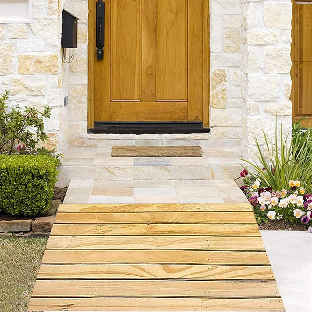 Ramps Threshold Ramp, 3' 4' 5' 6' 7' Rise Wooden Threshold Ramps for Doorways, Non-Slip Entry Ramp for Home/Garden Step/Sheds Doors, for Wheelchairs Walkers