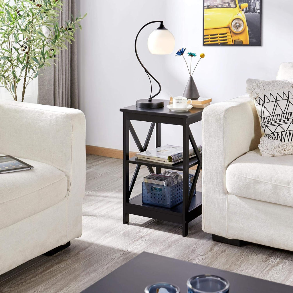 Yaheetech 47.5in Coffee Tables and 2PCS Side Tables Set, Lift Top Coffee Table with Storage and 3 Tier End Table with Storage Shelf for Living Room Black