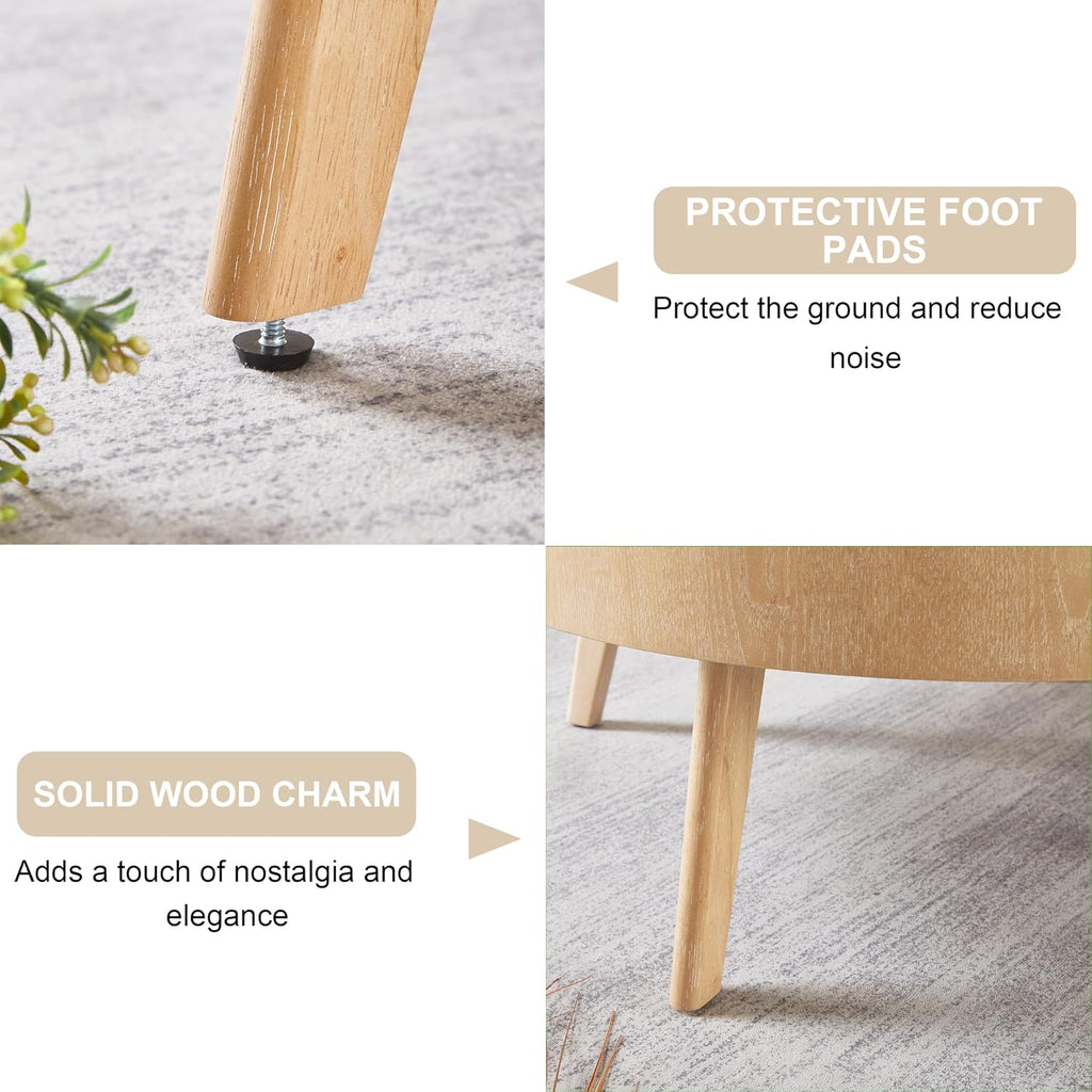 Nesting Round Wood Coffee Table Set of 2 - Wooden Circle Coffee Table ＆ End Table Side Table for Living Room Apartment (Light Brown,31x31x14 in)