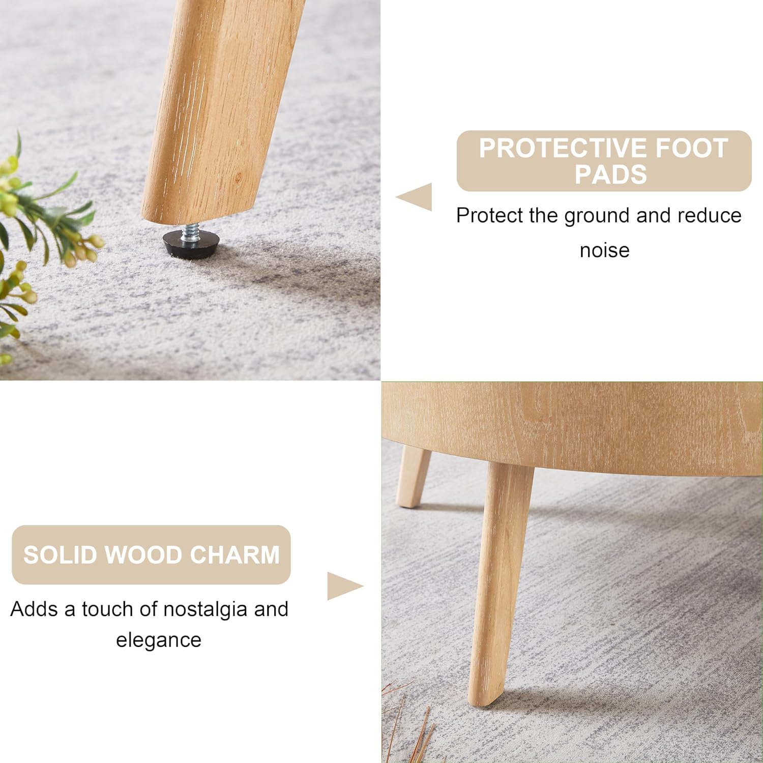 Nesting Round Wood Coffee Table Set of 2 - Wooden Circle Coffee Table ＆ End Table Side Table for Living Room Apartment (Light Brown,31x31x14 in)