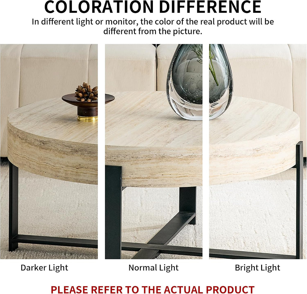 Round Coffee Table Small Modern Coffee Tables with Storage Wood Mid Century Coffee Table for Living Room Office Apartment