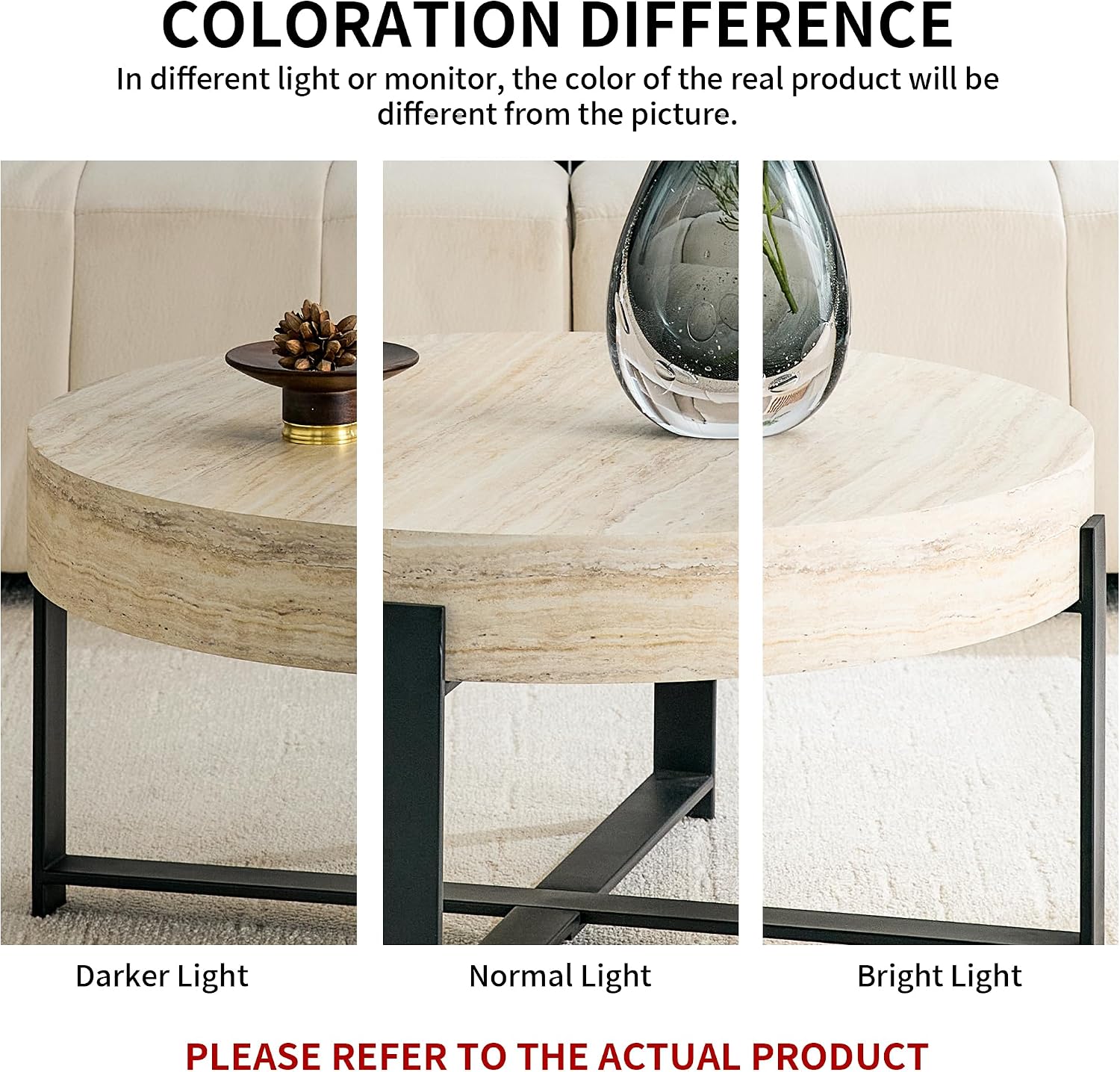 Round Coffee Table Small Modern Coffee Tables with Storage Wood Mid Century Coffee Table for Living Room Office Apartment