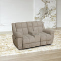 Maunal Recliner Sofa Set, Corduroy Fabric Reclining Living Room Set, Reclining Sofa Recliner Loveseat with Console & Cup Houlders, Recliner Couches for Living Room (Beige, Recliner Loveseat)