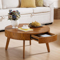 Round Wood Coffee Table for Living Room, Modern Wood Table with Storage, Wooden Circle Coffee Table, 29.14' L x 29.14' W x 15.87' H