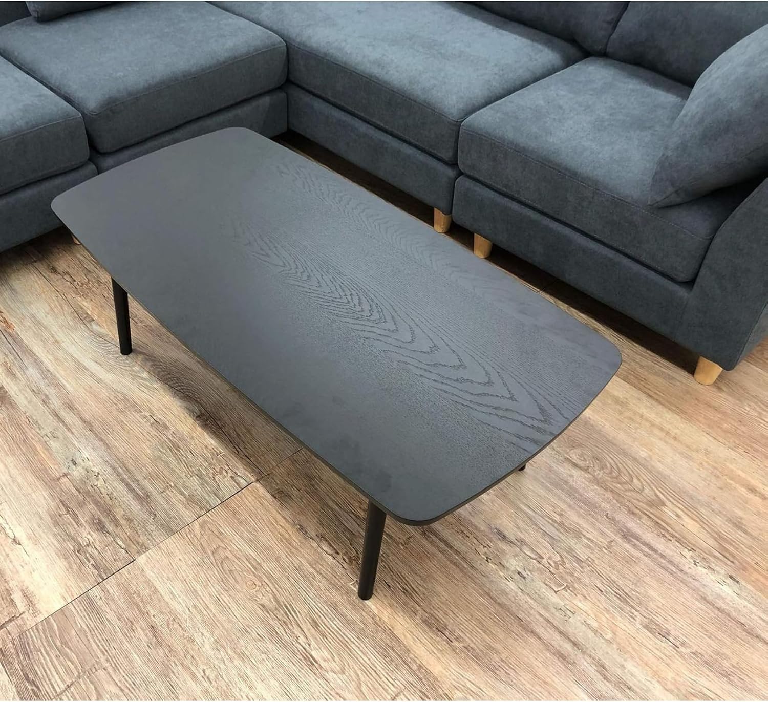 AZUMAYA Folding Legs Table W41.3 x D20.5 x H14.0 Inches Natural Oak and Rubber Wood Material Home and Living Coffee Table Black Wooden Color SGS-229BK