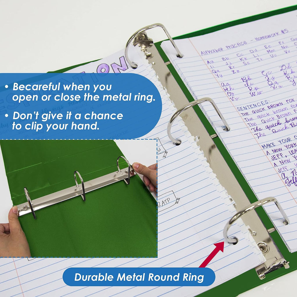 BAZIC Products 3 Ring Binder 3' View Binders Slant D Ring Organizer - Green, Hold 600 Sheets Paper, for School Office Home, 12-Count