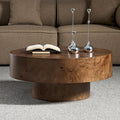 Burl Wood Coffee Table for Living Room Round Wood Coffee Table with Pedestal 31.49' Modern Circle Center Tables Accent Tables for Apartment, Easy Assembly, Brown