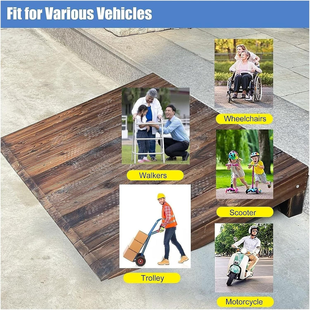 JIUYUEYA Threshold Ramp, Auxiliary Wood Threshold Ramps for Doorways, 4 5 6 7 8 10 Inch Rise Wheelchair Transition Ramp for Home/Front Door/Yard/Patio, Non Slip (Size : 90x50x10cm/35.4x19.7x4in
