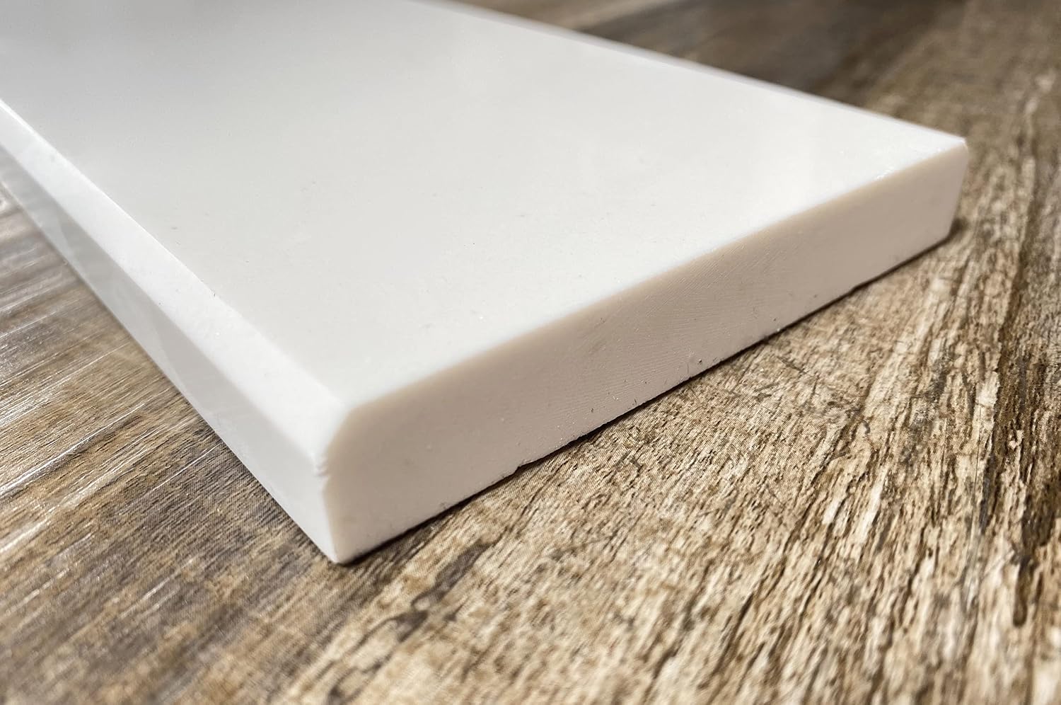 Tenedos Solid White Engineered Marble Doorway Floor Threshold Saddle Polished, for Shower Curb, Bathroom Vanity Backsplash, Window Sill, Maintenance Free, Stain Resistant (5' x 24')