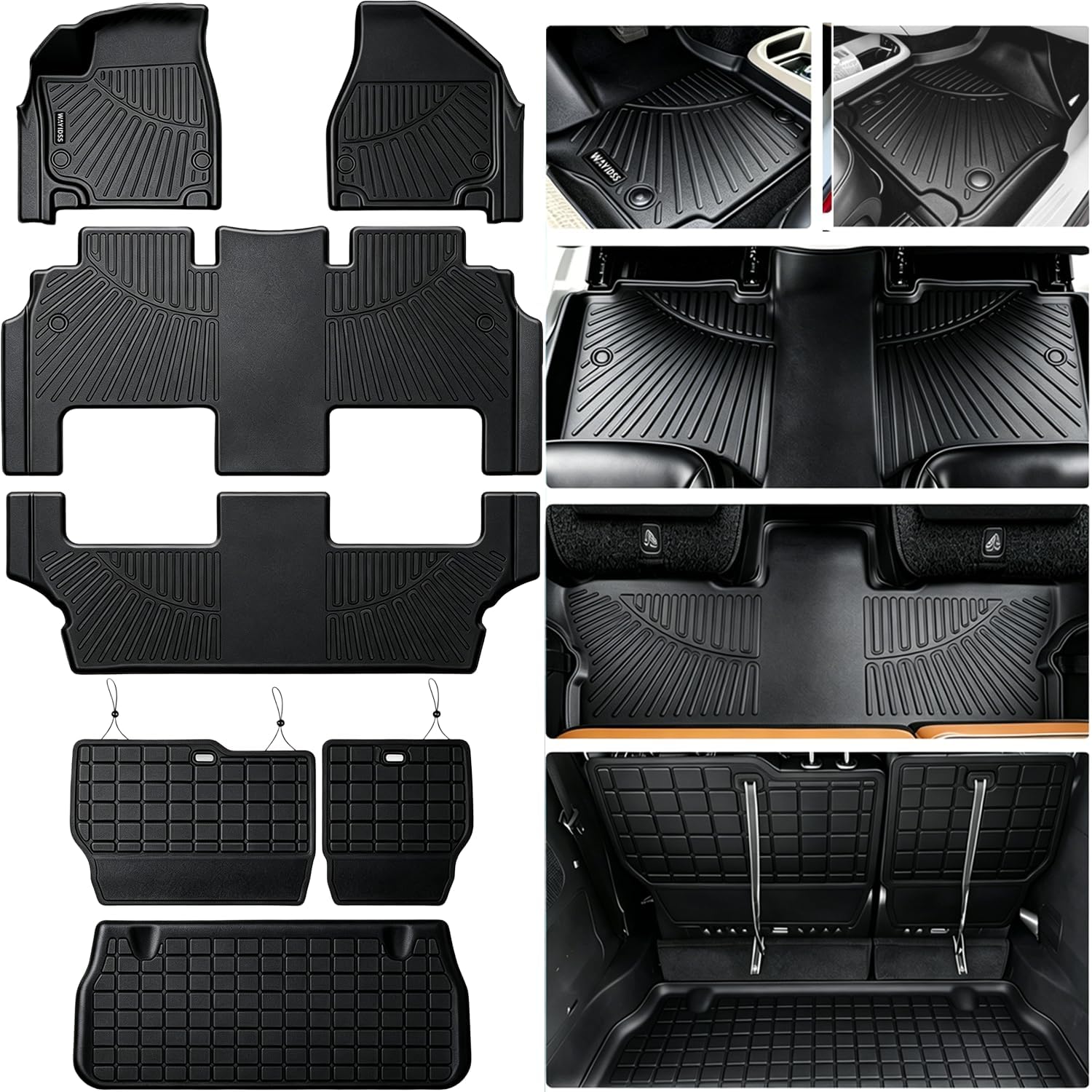 Floor Mats for 2017-2025 2026 Chrysler Pacifica(Hybrid Models), Fit 7 and 8 Passenger Model with Cargo Liners,TPE All Weather Protection Car Full Set Mats,for Pacifica 2017-2026 car Accessories