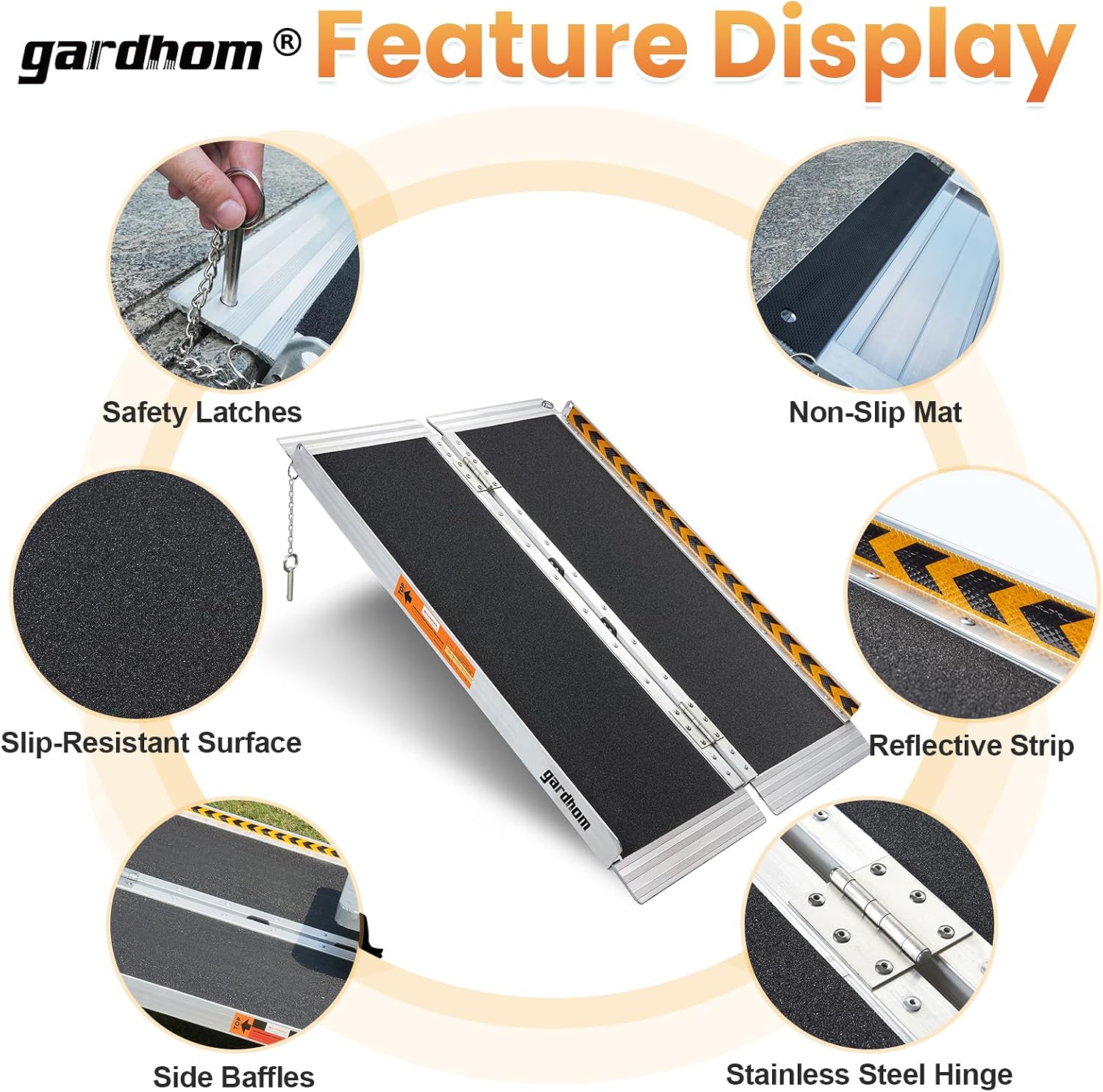 Bundled 2FT 4FT Wheelchair Ramps, gardhom 800Lbs Aluminum Portable Folding Handicap Ramp Wheel Chair Ramp for Home Entrance Threshold Doorways Stairs Curbs Scooter