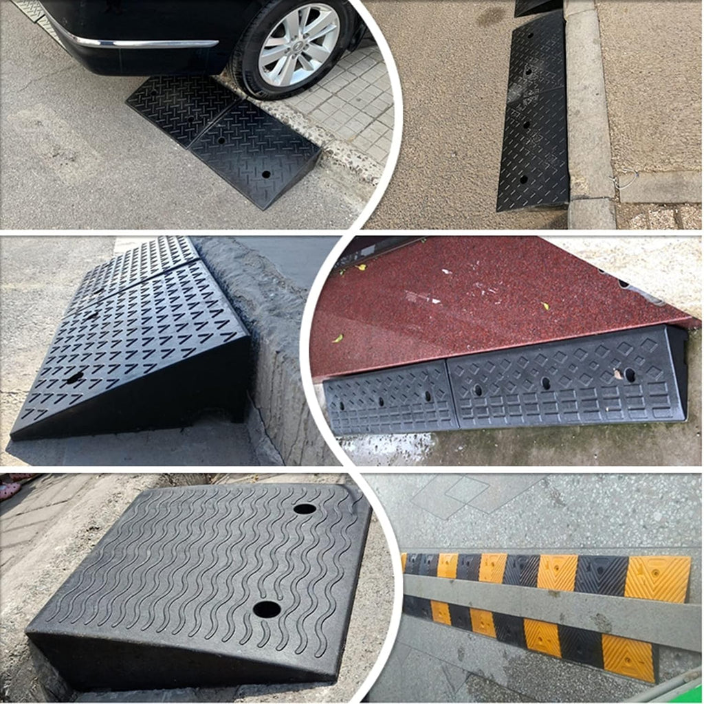 Non-Slip Wheelchairs Ramp for Curb/Doorways/Driveway/Steps, 1.5inch / 2inch / 3inch / 4inch Rise, Outdoor Heavy Duty Rubber Threshold, Load 3tons (Size : 10cm/3.9in)