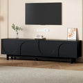 Ball & Cast Modern TV Stand with Arch Cabinets for TVs up to 78', Minimalist Entertainment Center w/Solid Wood Legs and Adjustable Shelves, Media Console for Living Room,Black