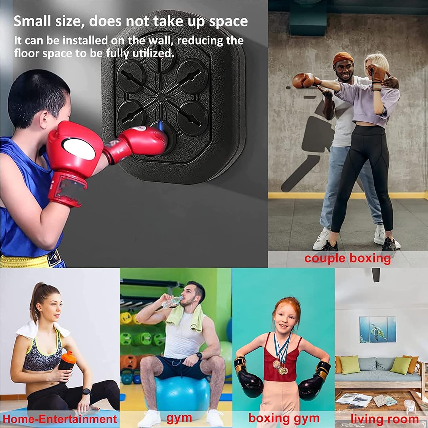 Music Electronic Boxing Machine, Wall Mounted Smart Music Boxing Machine with Boxing Glove, Boxing Training Equipment Indoor for Adults