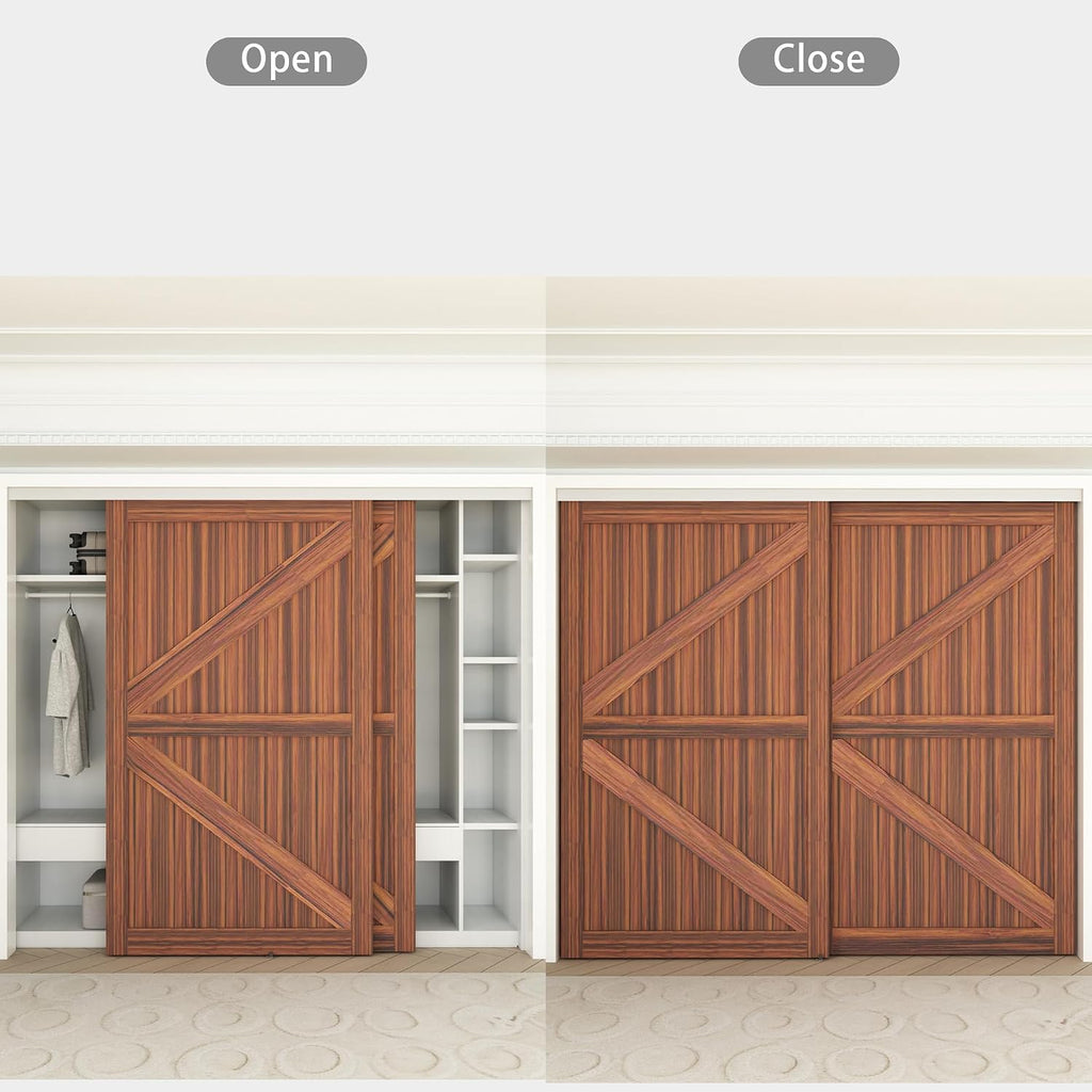 Heavy Duty Double Bypass Sliding Closet Door Track Kit Hardware 96'/8FT Aluminium Alloy Track Rail Set,for 2 Door System,Smoothly and Quietly,Silver