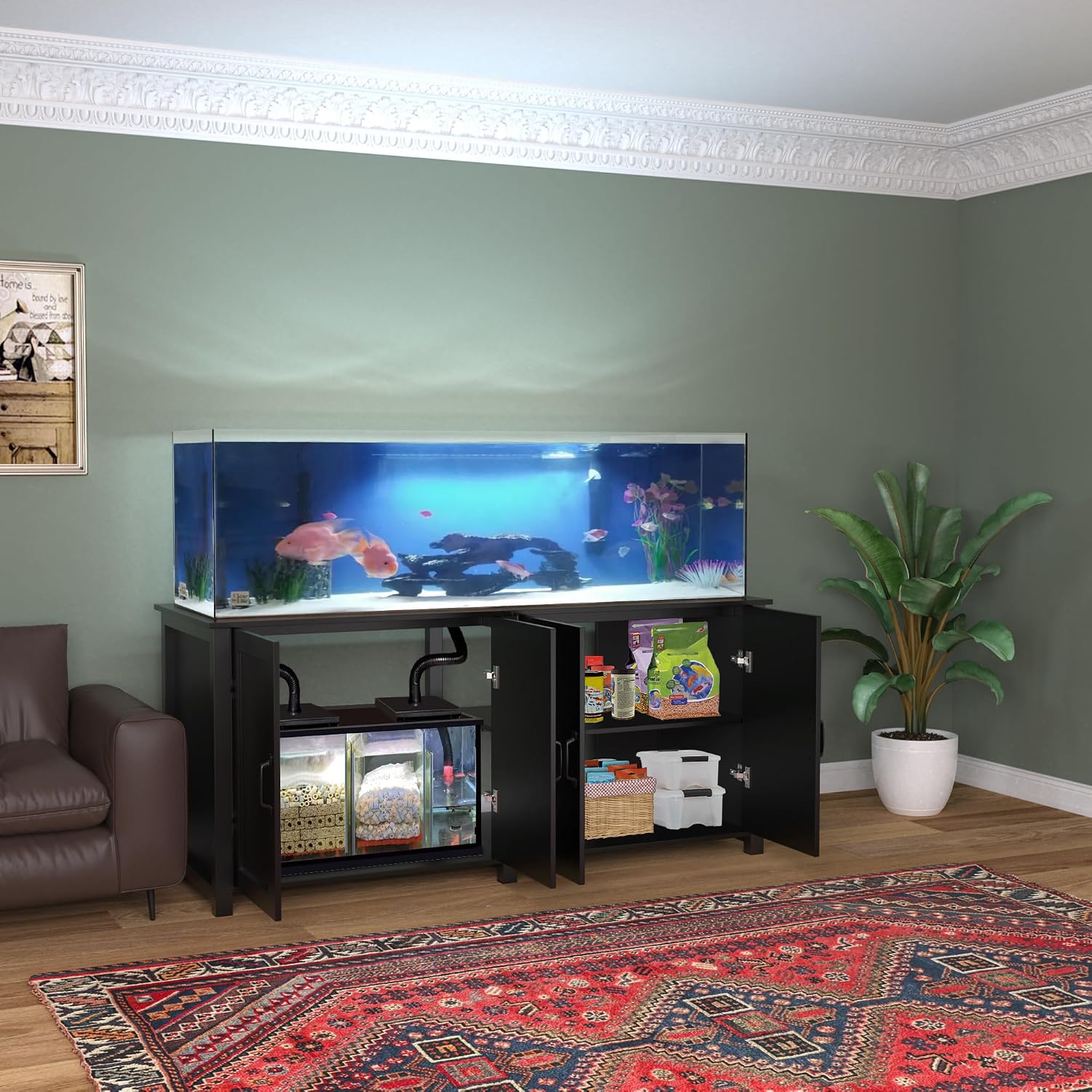 GDLF 100-150 Gallon Fish Tank Stand, 120 Gallon Tank Stand with 60'*24' Tabletop Fits 100/120/150 Volumns Aquariums,2200LBS Capacity Heavy Duty