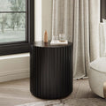 POVISON Side Table, Round Wood Coffee Table Modern Side Table End Table for Living Room, Fluted Coffee Table, Black, Fully Assembled
