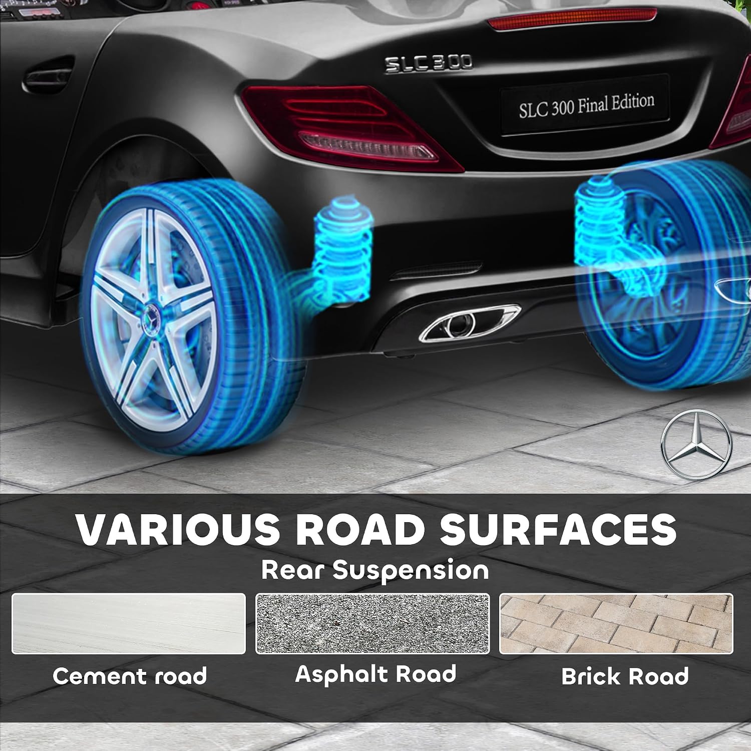 Aosom Mercedes SLC 300 Licensed 12V Ride On Car for Kids with Remote Control, 2 Speeds, Battery Powered Kids Electric Car with Music, Lights, Suspension for 3-6 Years Old, Black