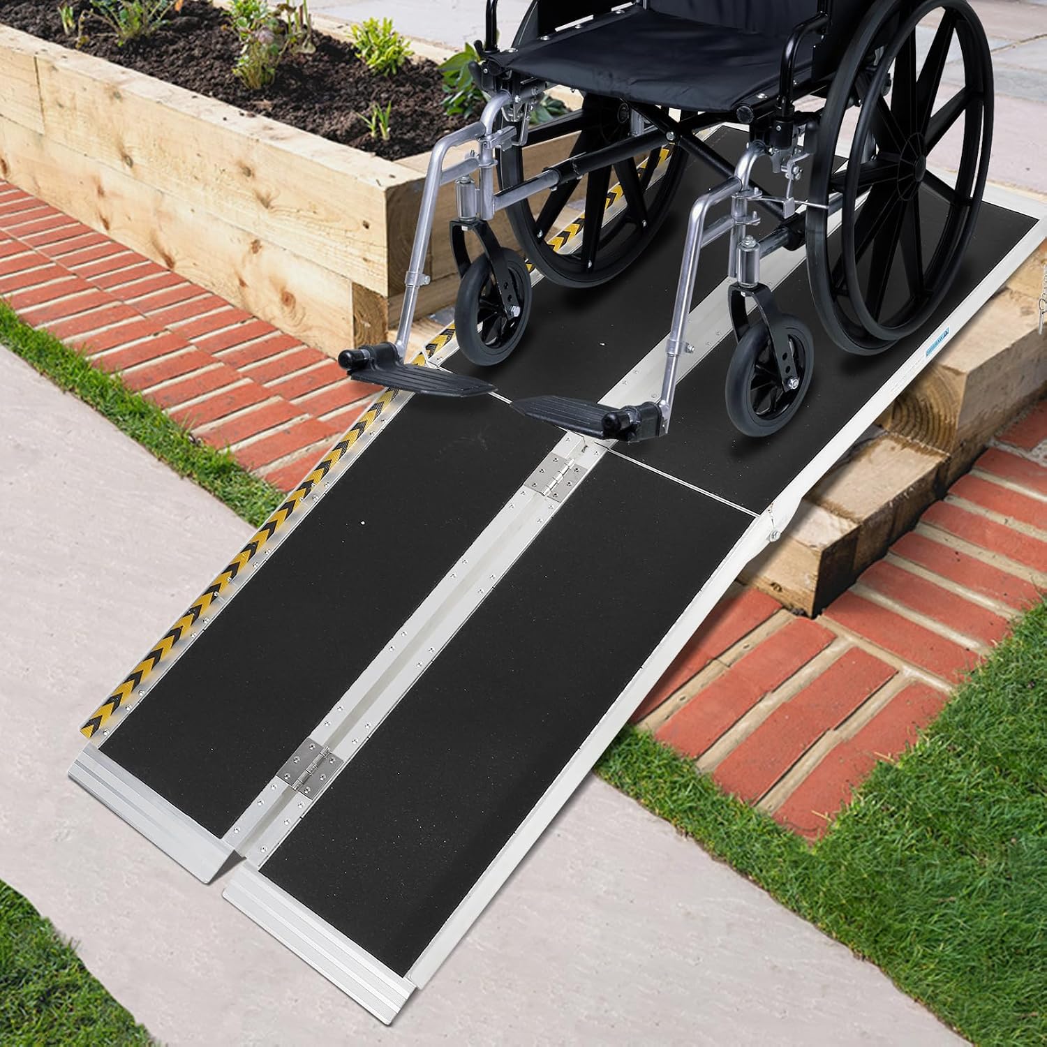 6FT Portable Wheelchair Ramp, Wheelchair Ramps for Home Steps,Folding Ramp with Non-Slip Surface Aluminum Ramps,Wheel Chair Ramp for Wheelchairs Home Steps Stairs Handicaps Doorways