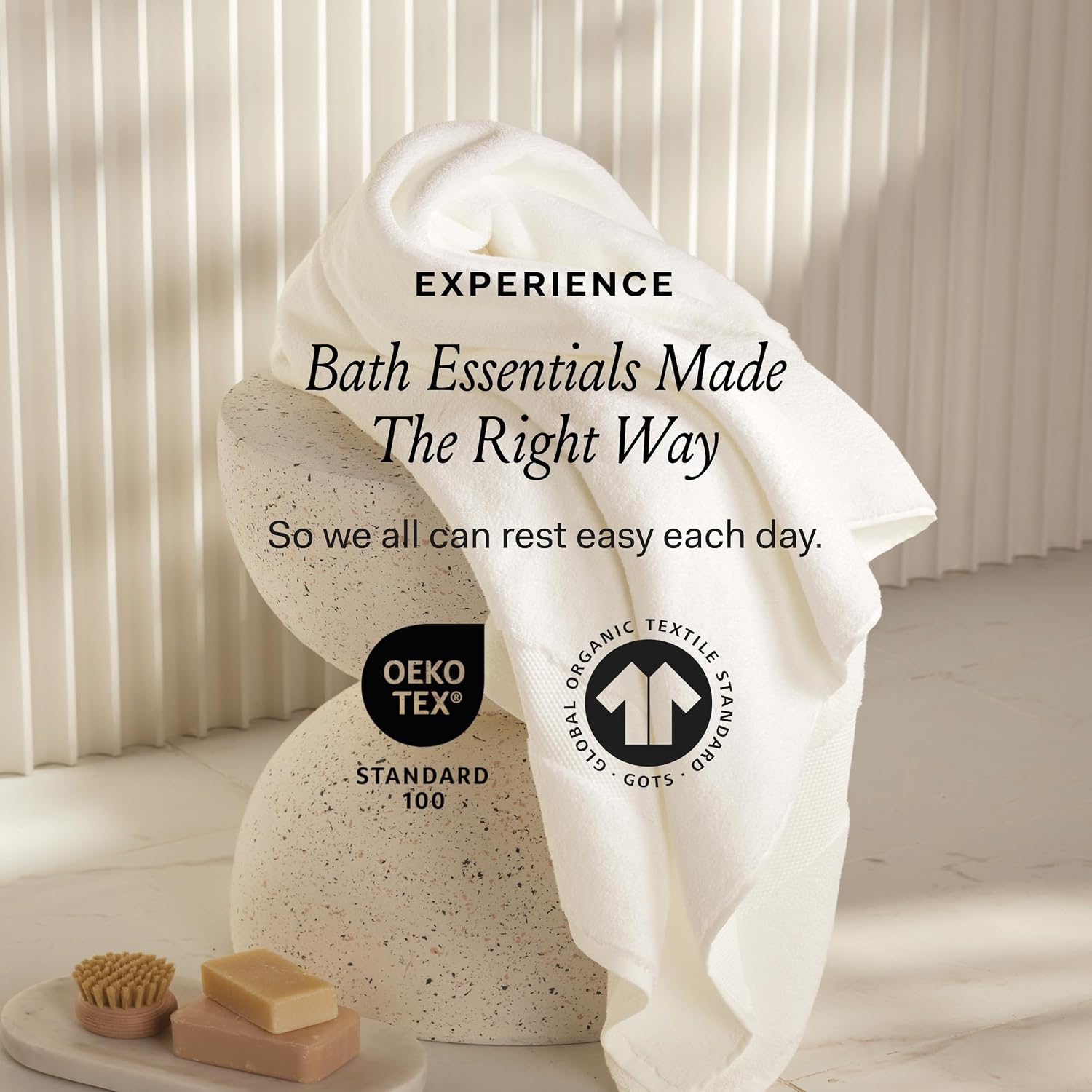 BOLL & BRANCH Plush Bath Towel Set - Cream - 6 Piece - Includes 2 Bath Towels, 2 Hand Towels & 2 Washcloths - 100% Organic Cotton - Ultra Soft & Luxurious - Quick Absorbing