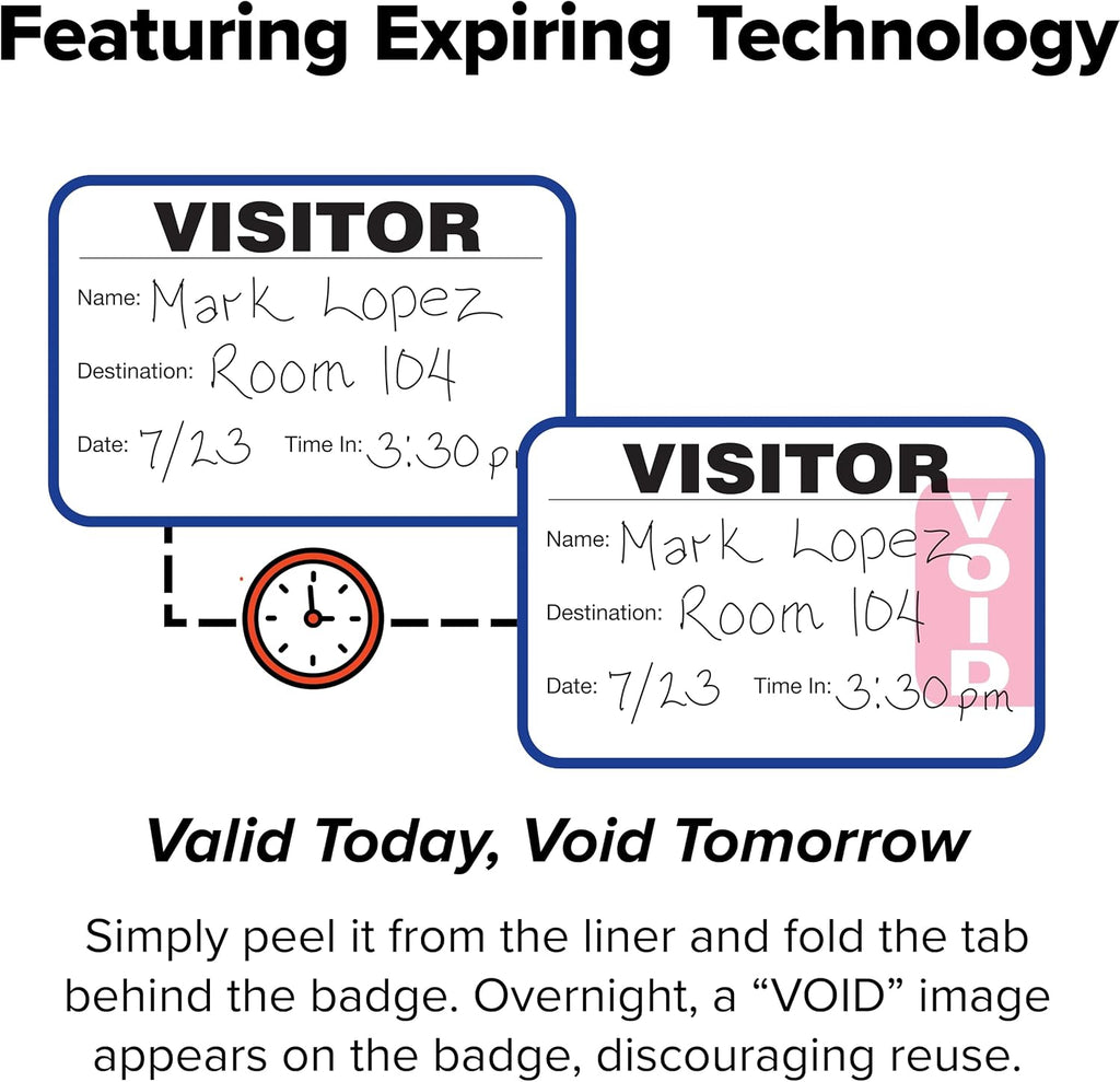 Threshold Tab-Expiring Visitor Badge Sign-in Book (500 Badges) | Name Tag Stickers | Hospital, Office & Secretary Supplies | School Visitor Passes | Visiting Tag for Hospital | Expiring Badges