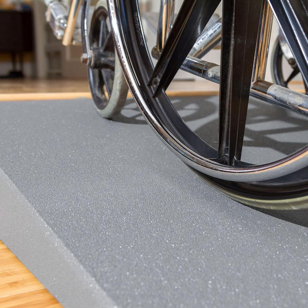 5' Doorway Threshold Ramp for Wheelchair, 800 lb Cap, High-Density Composite, Silver Spring
