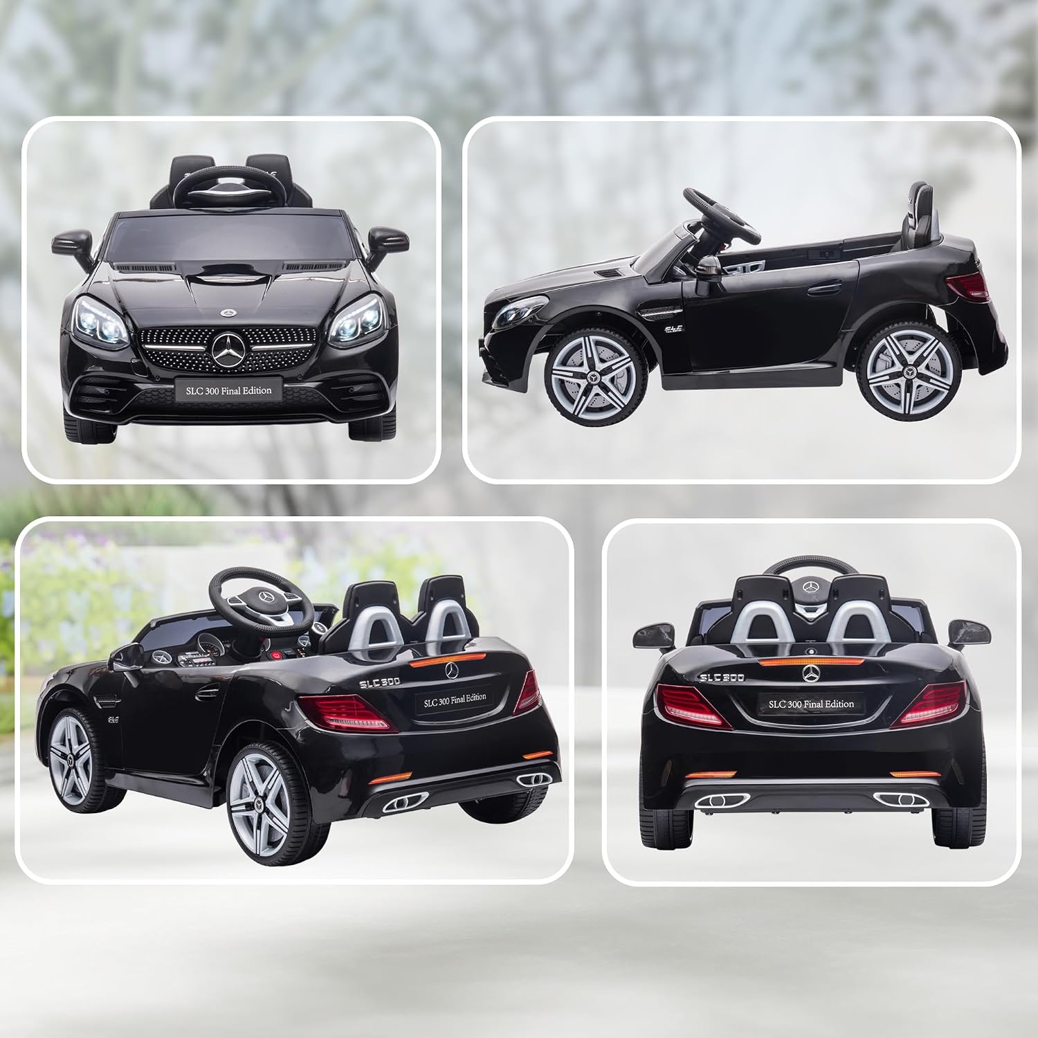 Aosom Mercedes SLC 300 Licensed 12V Ride On Car for Kids with Remote Control, 2 Speeds, Battery Powered Kids Electric Car with Music, Lights, Suspension for 3-6 Years Old, Black