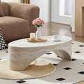 43.31'' Oval Coffee Table in Faux Marble, Modern Fiberglass Arched Coffee Tables, Minimalist Bridge Coffee Table, Stone Center Side Table for Living Room, Office, Apartment, or Balcony