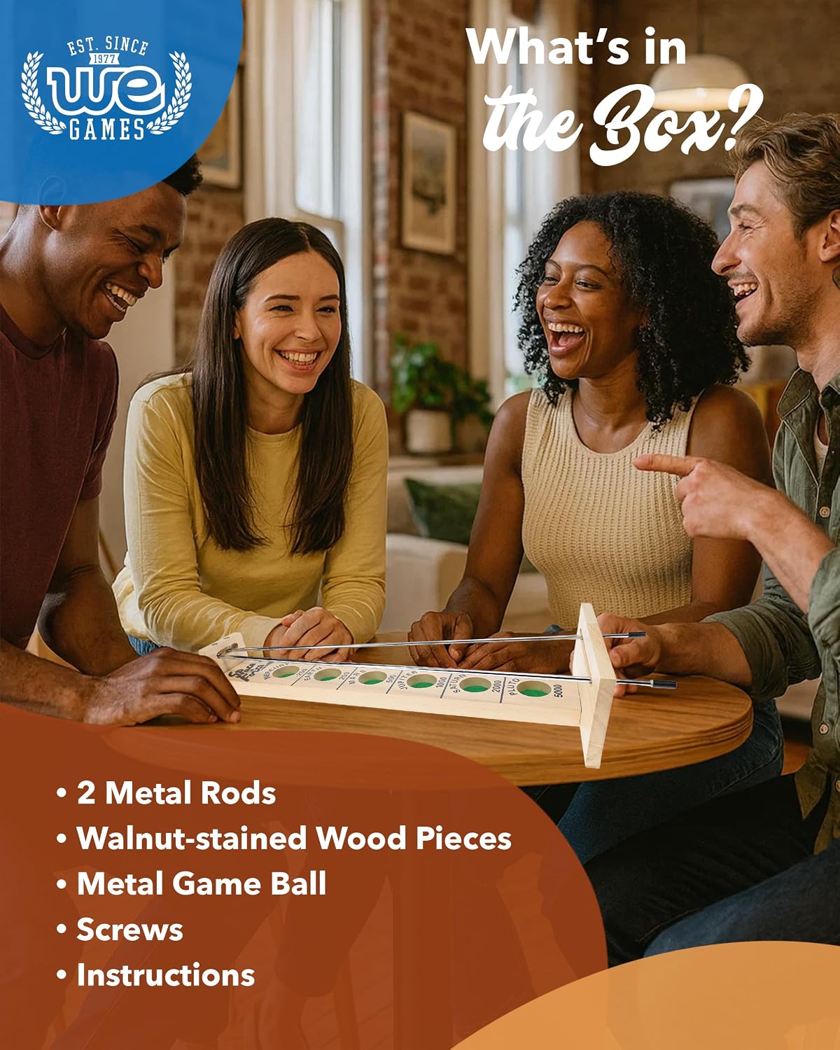 WE Games Shoot the Moon Game (10 Count), Large 18 inch Size, Solid Natural Wood, Retro Games for Adults, Classic Table Top Board Game