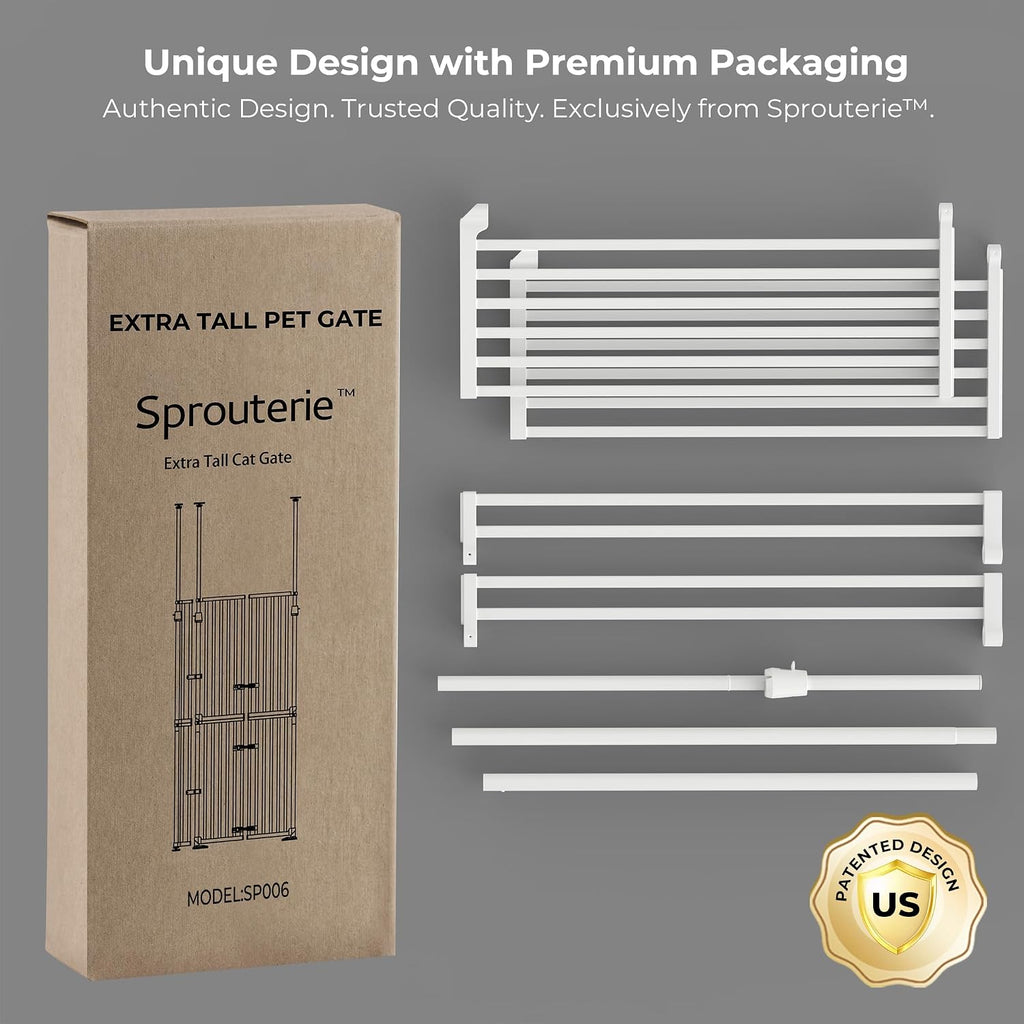 Extra Tall Cate Gate for Doorway: Pressure Mount 74.8'-90.5' Tall Cat Gate for Pets in Extra 30.3'-47.2' Width No Wall Drilling No Toddler for Indoor Stairs Hallway Room Safety Barrier