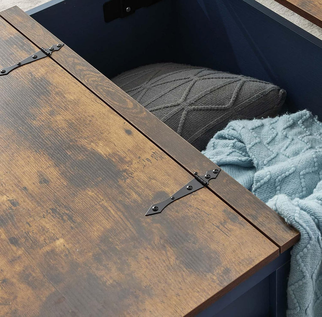 Farmhouse Nightstand with Charging Station Set of 2, Side Table with Barn Door and Storage, Rustic Wood Bedside Table, End Table for Living Room and Bedroom, Blue