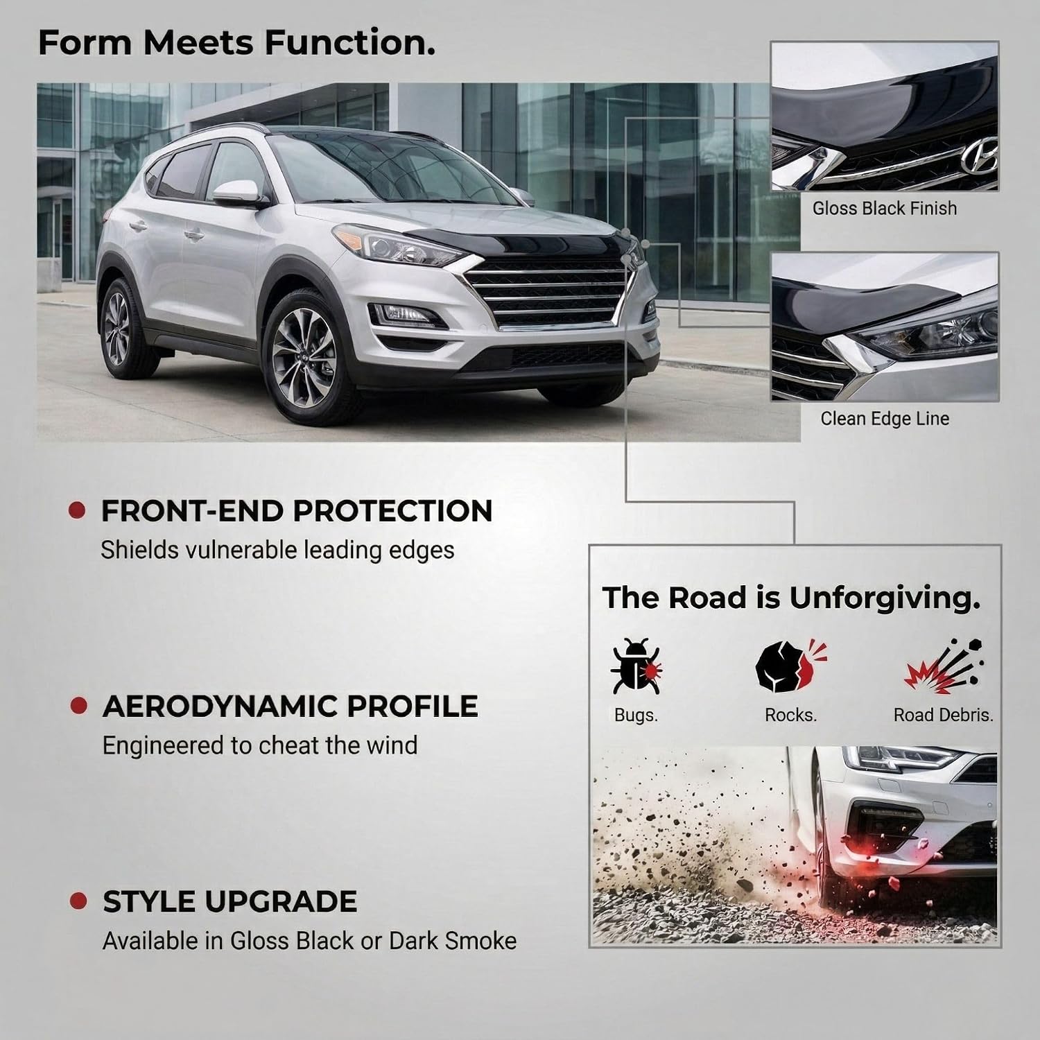 Hood Deflector Guard fits Honda Civic 2006-2012, Bugflector Bug & Bonnet Shields, Black ABS Hood Protector, Protects from Particles & Bug, All Weather Durable Car Exterior Accessories