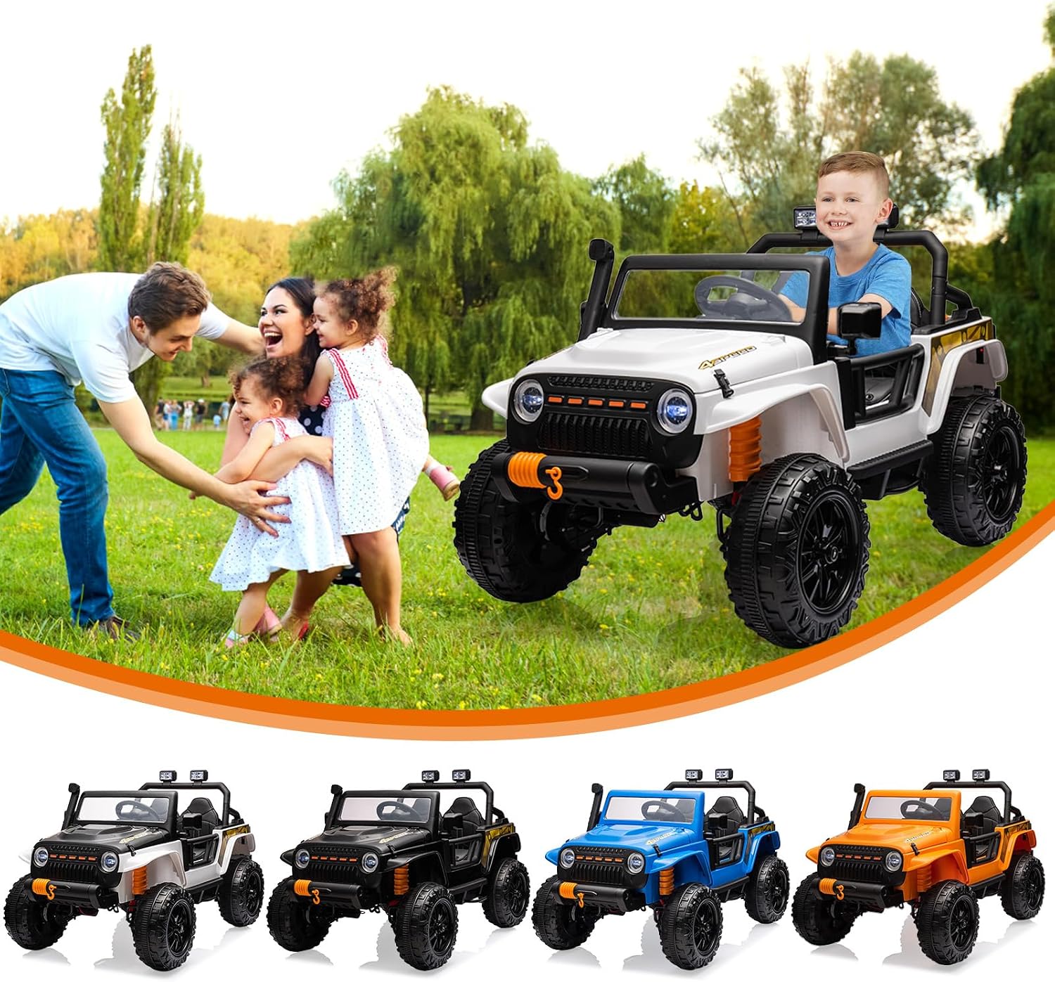 GarveeLife 24V Ride On Car for Kids, 2 Seater Electric Truck with Remote Control, 4x45W Powerful Engine, Battery Powered Ride On Toys for Kids, 4WD/2WD Switchable, Led Headlight & Music Player, White